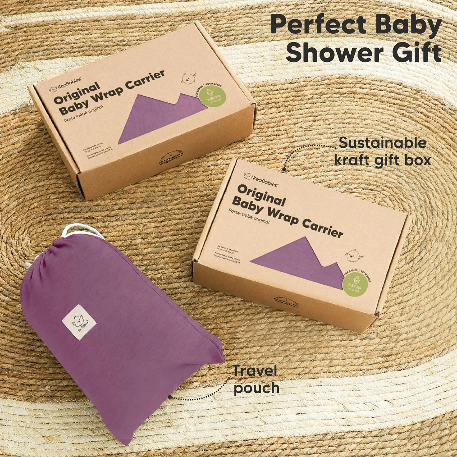 KeaBabies Baby Wrap Carrier - All in 1 Original Baby Carrier Newborn to Toddler Sling, Easy to Wear, Hands Free Bonding, Lightweight, Breathable Infant Wraps (Dark Mauve)