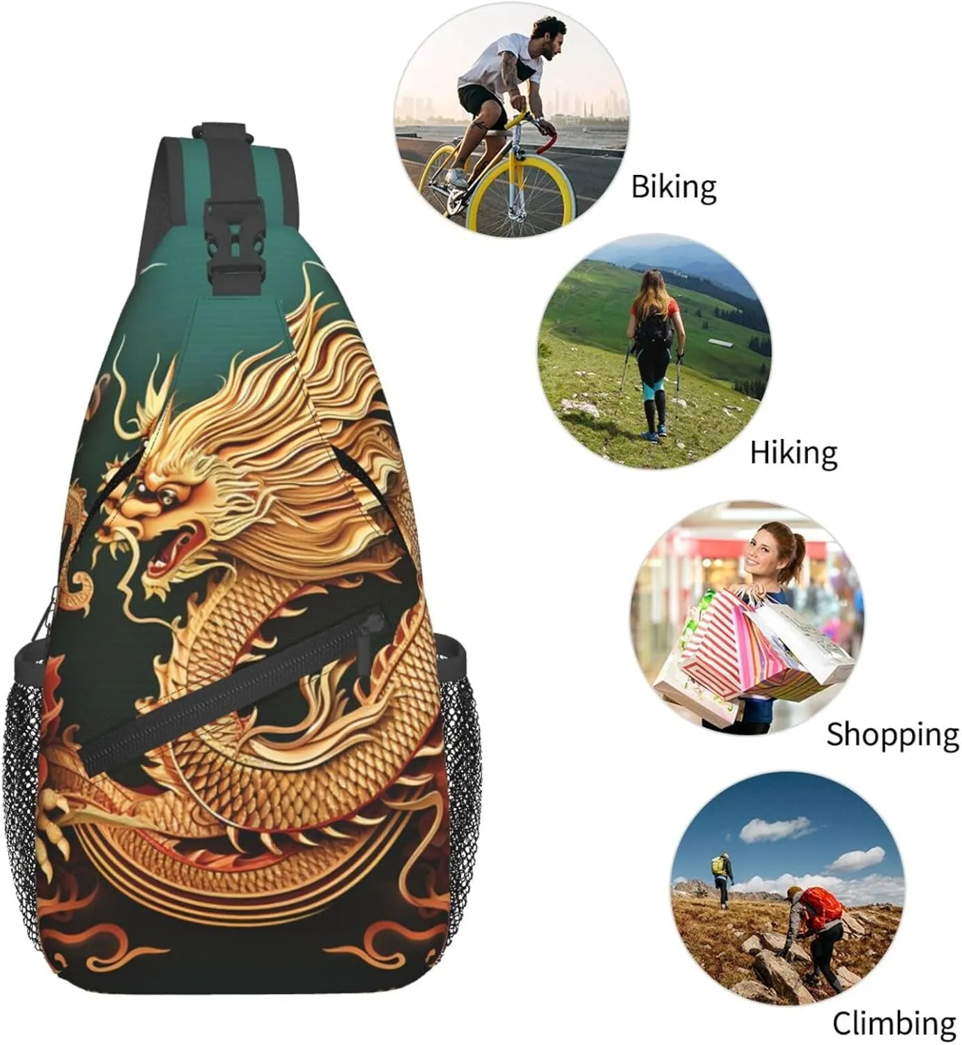 KHiry Sling Bag for Women Men Crossbody Bag Small Sling Backpack Opossum and Roses Chest Bag Hiking Daypack