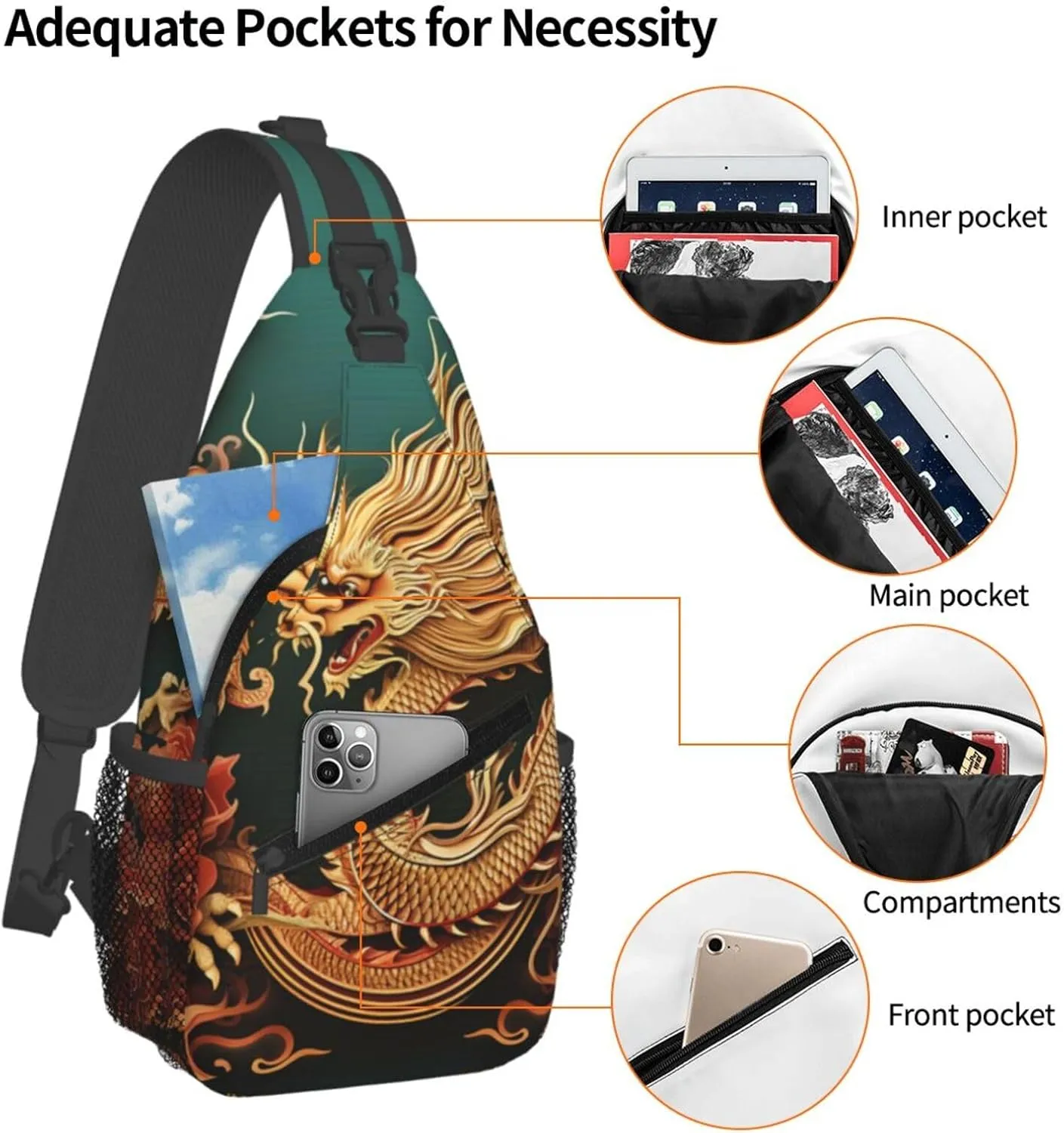 KHiry Sling Bag for Women Men Crossbody Bag Small Sling Backpack Opossum and Roses Chest Bag Hiking Daypack
