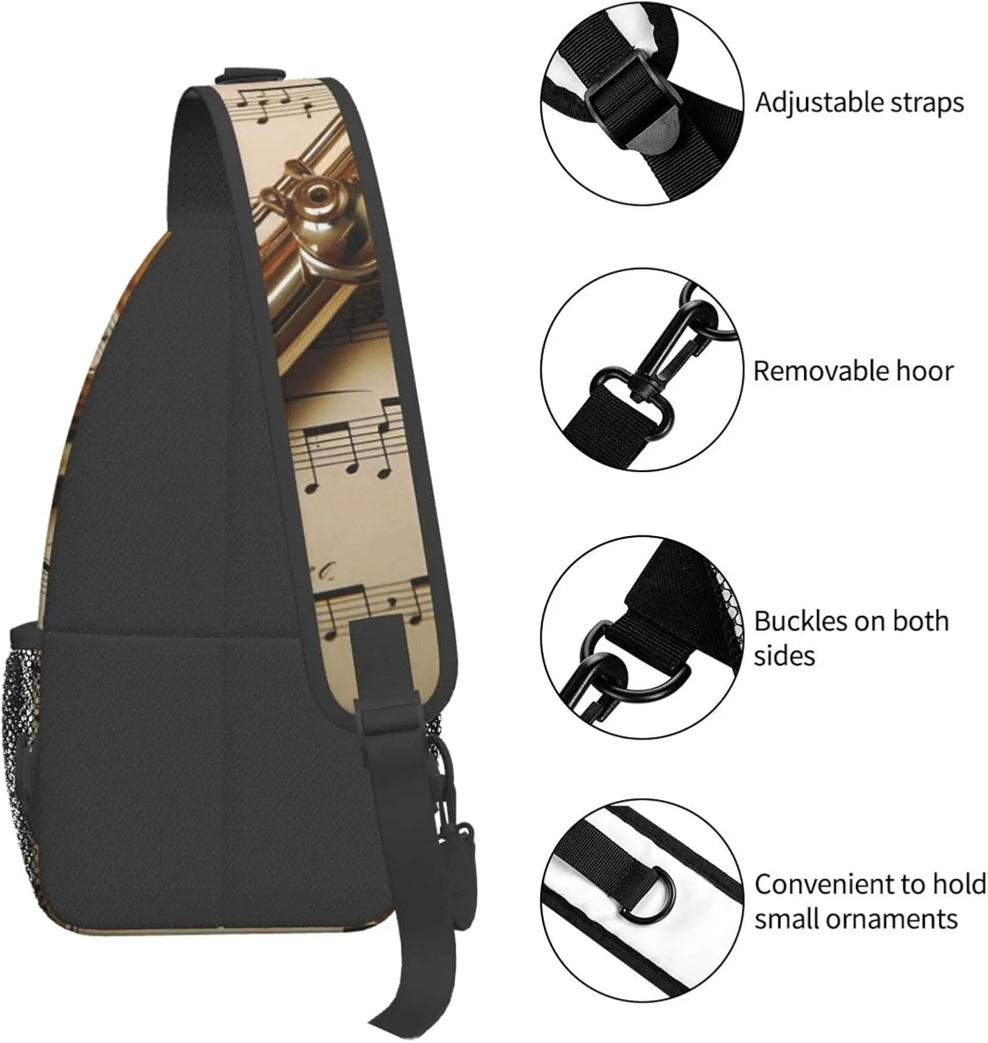 KHiry Sling Bag for Women Men Crossbody Bag Small Sling Backpack Opossum and Roses Chest Bag Hiking Daypack