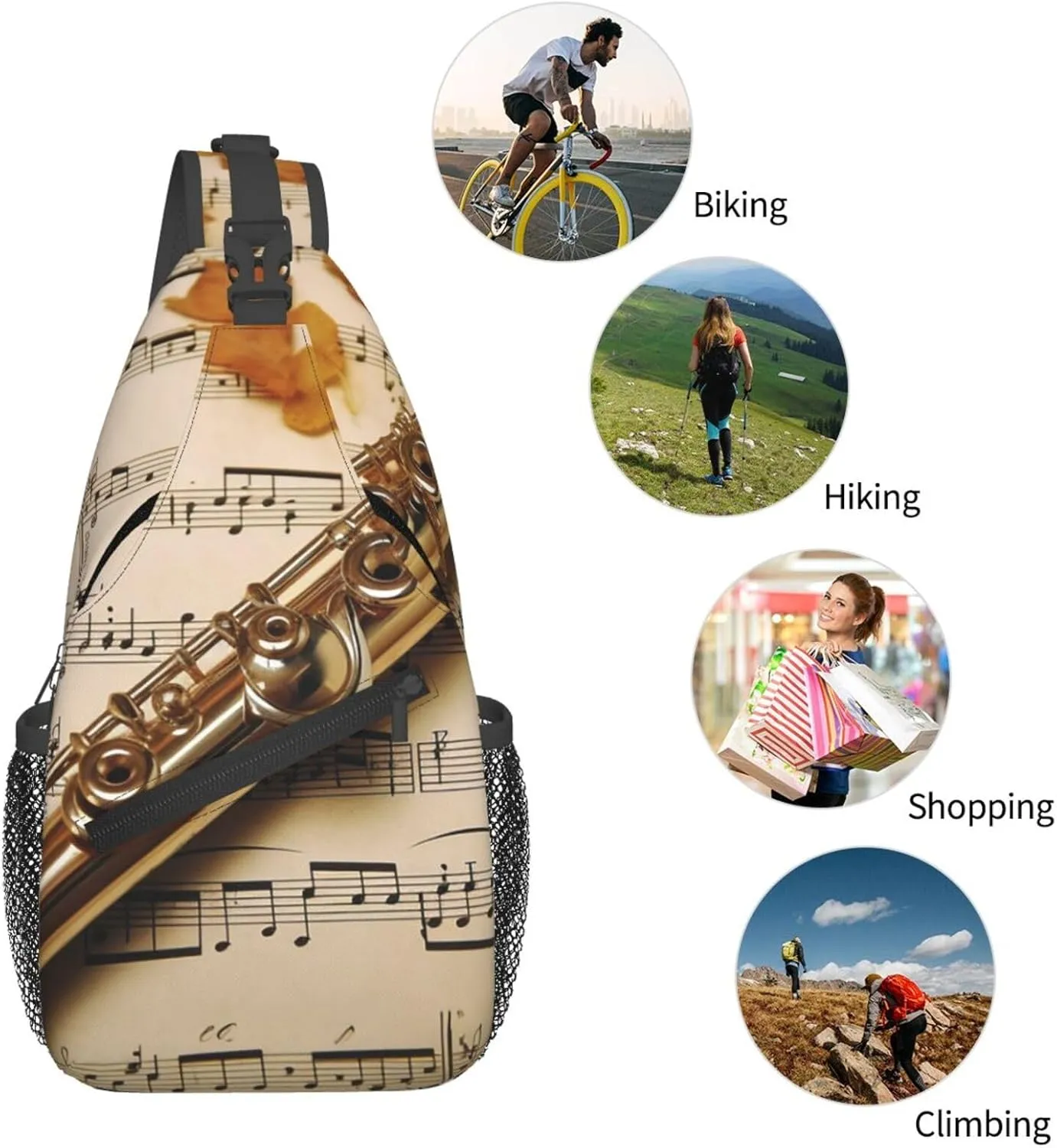 KHiry Sling Bag for Women Men Crossbody Bag Small Sling Backpack Opossum and Roses Chest Bag Hiking Daypack
