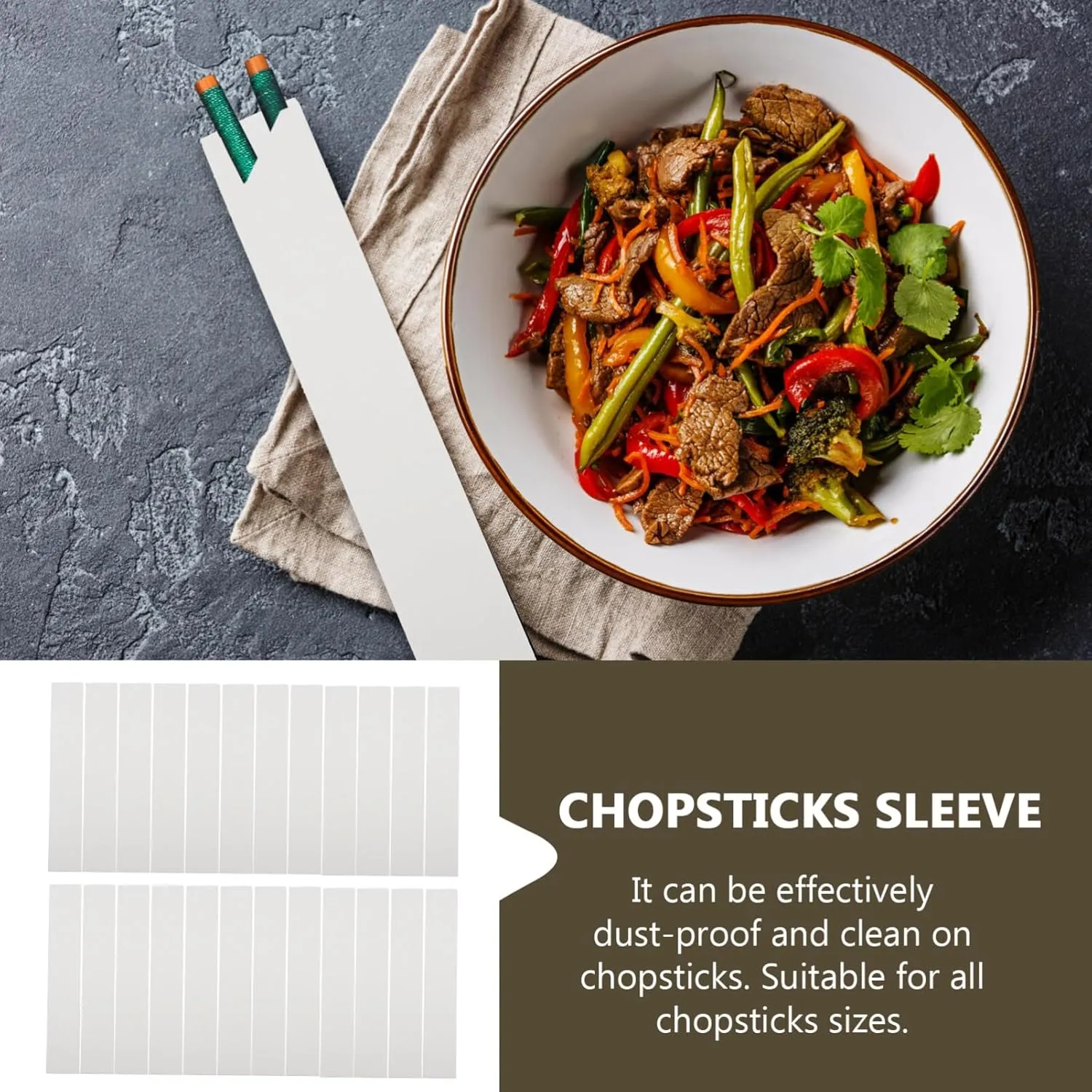 Kichvoe Paper Chopsticks Bag for Bbq Picnics Travel 200pcs Reusable Brown Paper Roll Chopsticks Sleeves