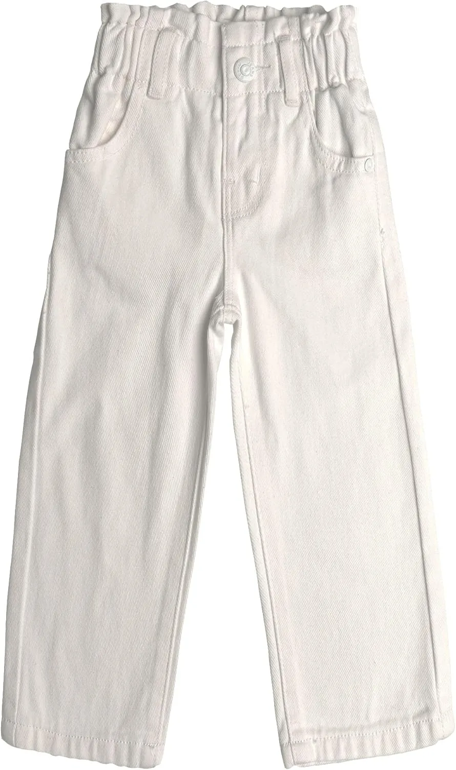 KIDSCOOL SPACE Baby Girls Boys Jeans, 12M-5T Little Kids Ribbed Waist with D-Rings Denim Pants