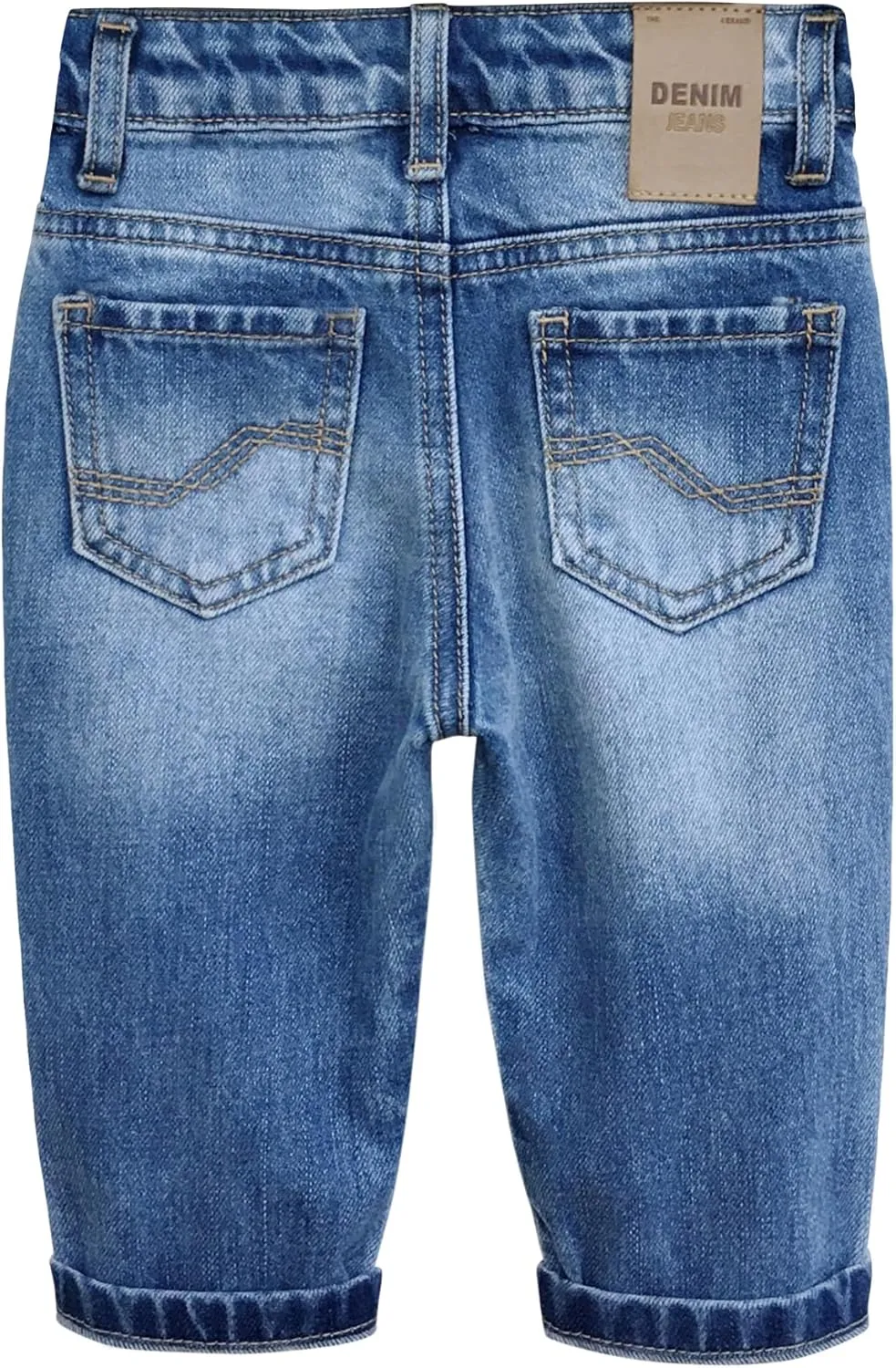 KIDSCOOL SPACE Infant Jeans,Baby Toddler Elastic Band Inside with D-Ring Distressed Soft Denim Pants