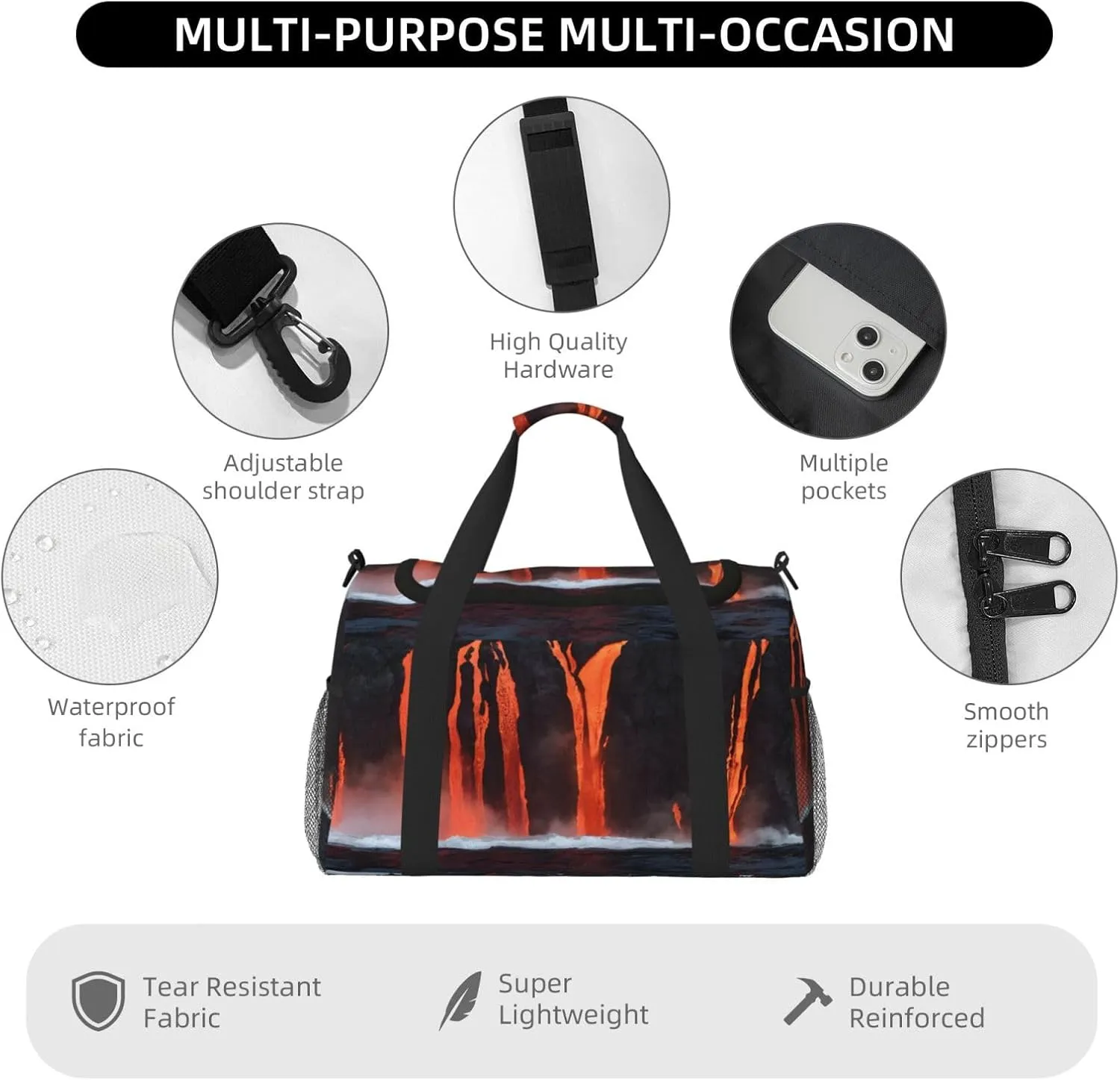 Kilauea Volcano Durable Portable Crossbody Travel Bag, A Good Companion For Long-Distance Travel