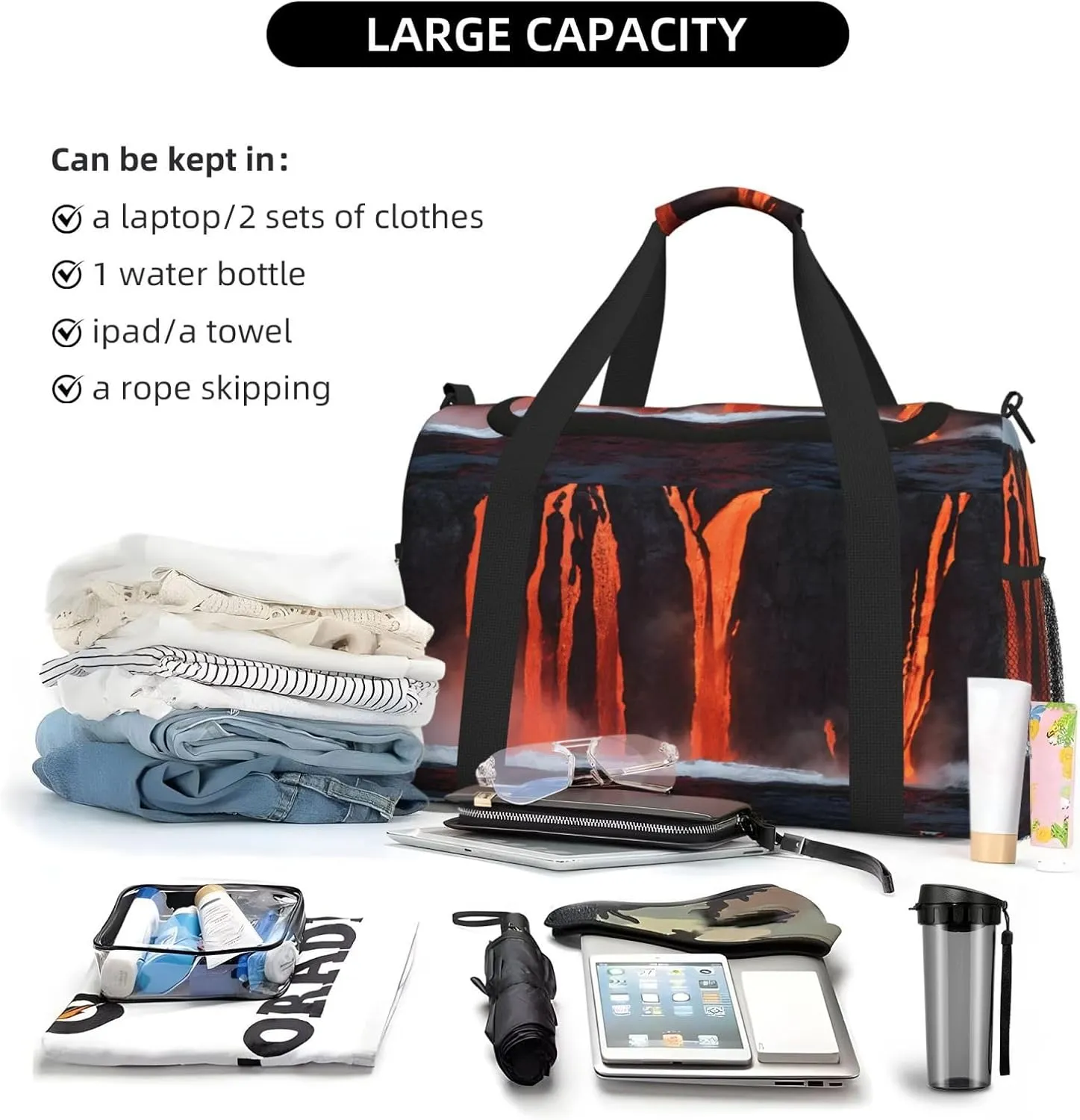 Kilauea Volcano Durable Portable Crossbody Travel Bag, A Good Companion For Long-Distance Travel