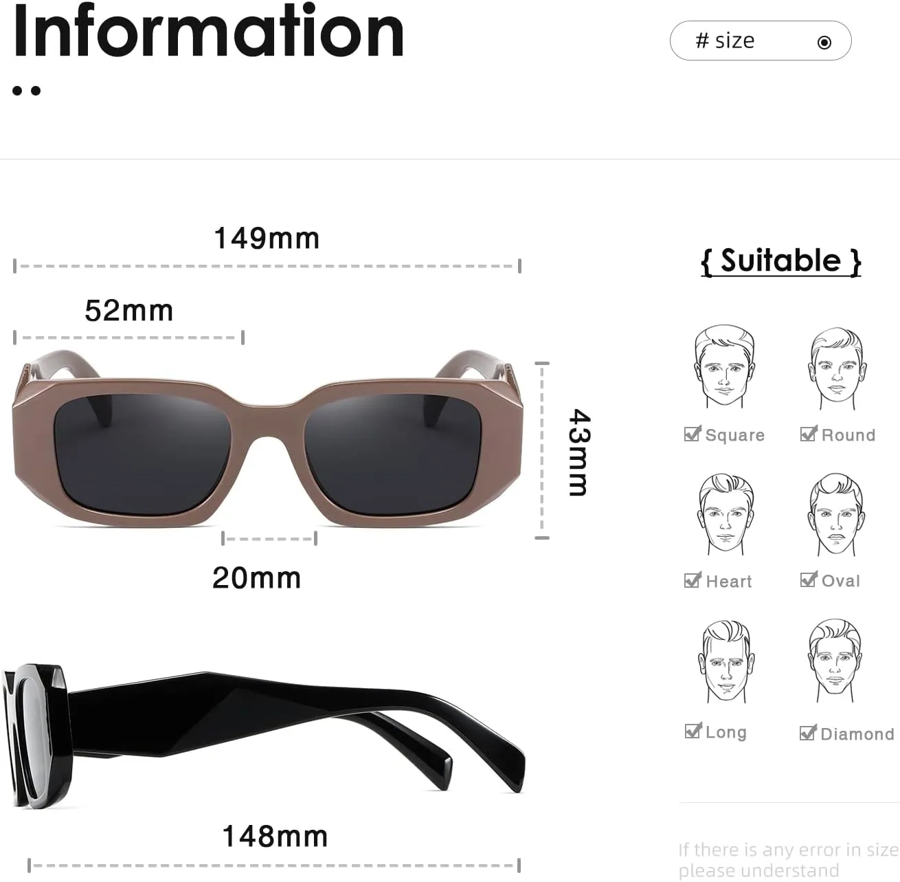 kimorn Rectangle Sunglasses for Women Men Trendy Retro Trendy Sun Glasses 90’s Vintage Square Frame K1307