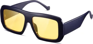 kimorn Sunglasses Womens Men Trendy Retro Sun Glasses Oversize Square Frame Shades K1571