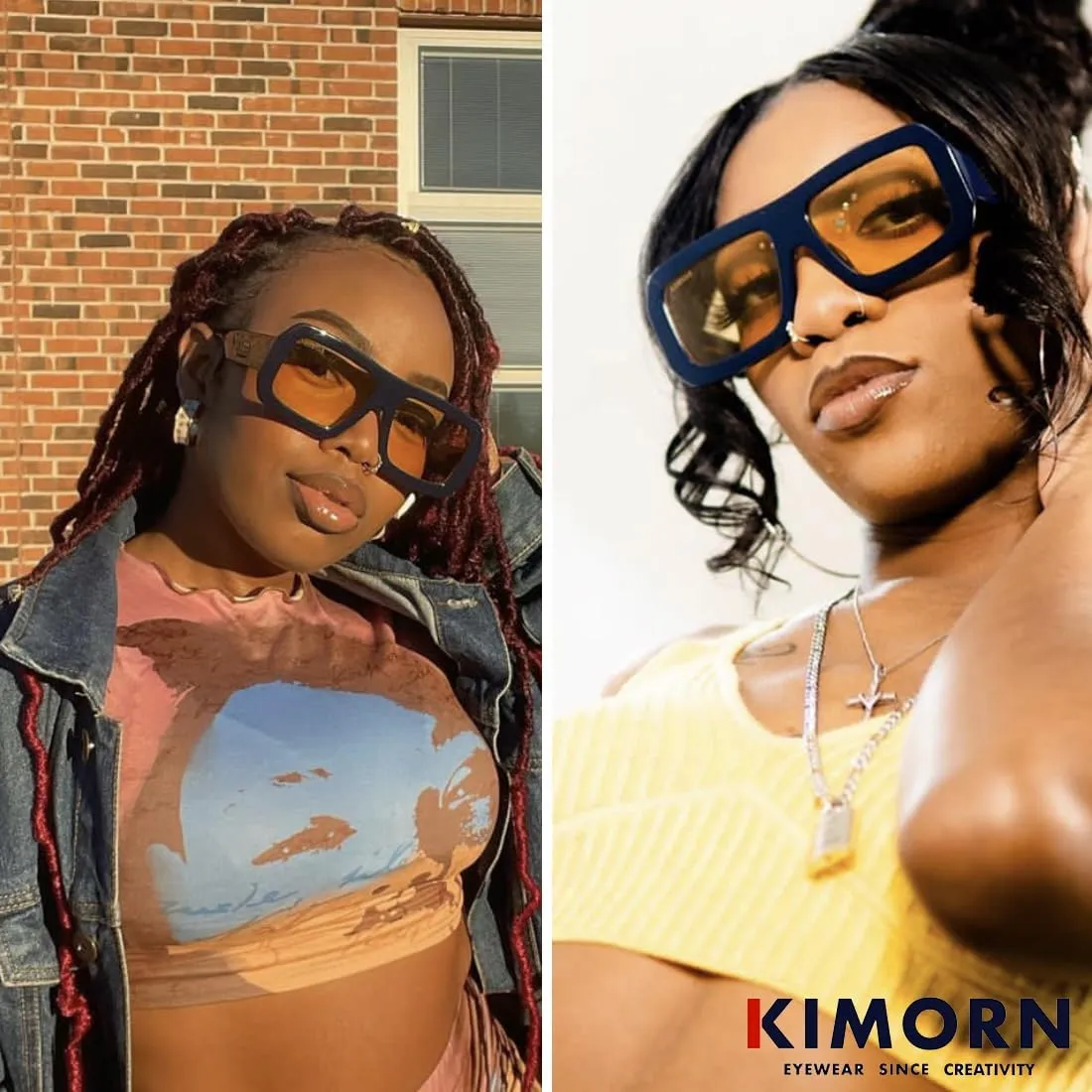 kimorn Sunglasses Womens Men Trendy Retro Sun Glasses Oversize Square Frame Shades K1571
