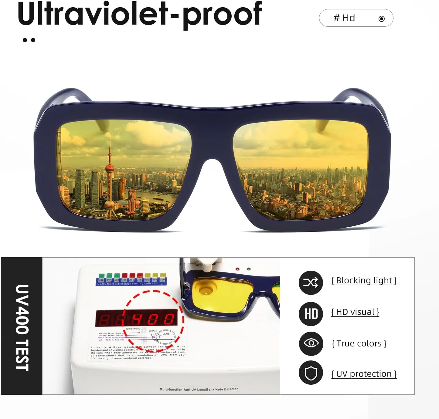 kimorn Sunglasses Womens Men Trendy Retro Sun Glasses Oversize Square Frame Shades K1571