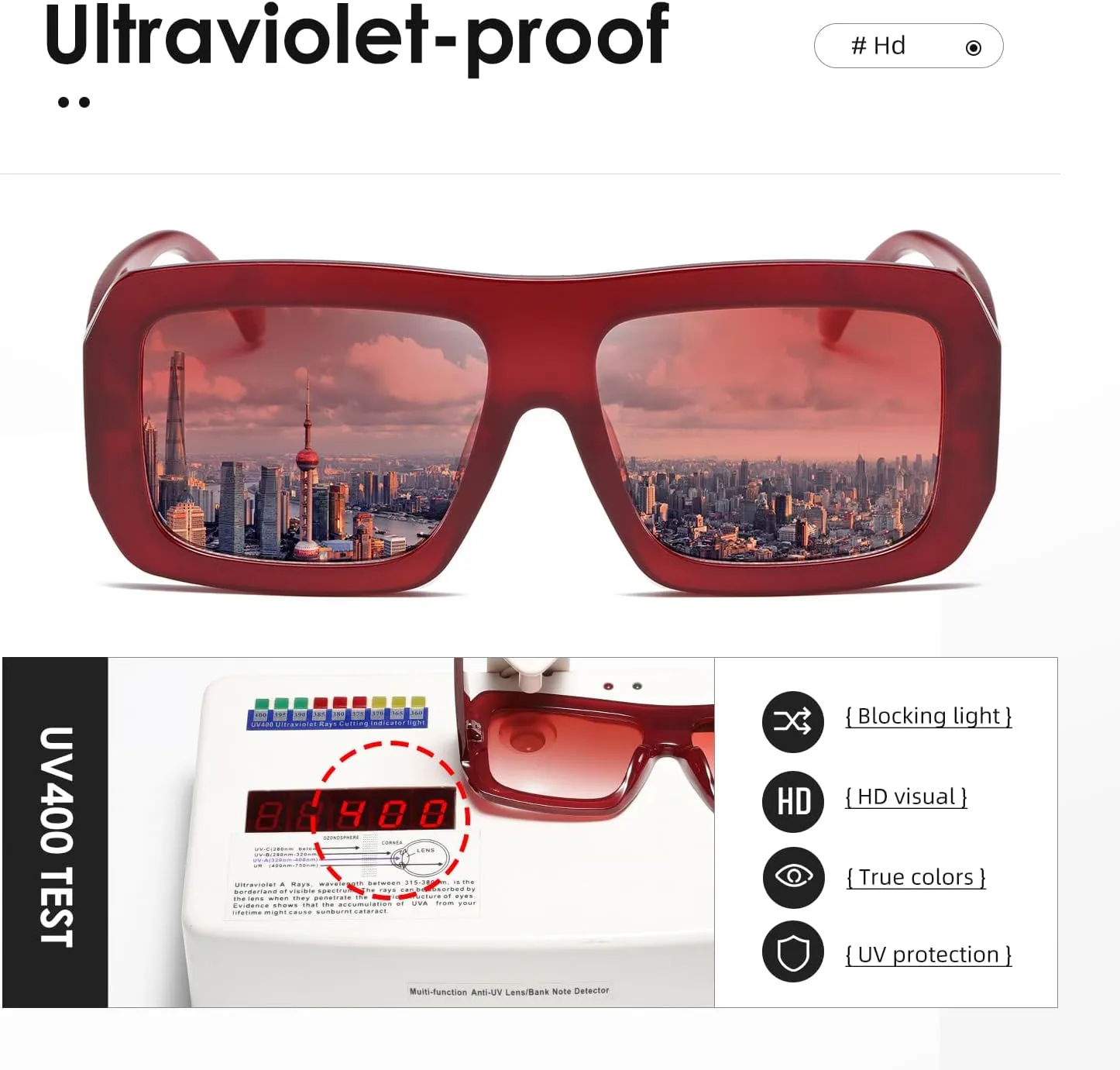 kimorn Sunglasses Womens Men Trendy Retro Sun Glasses Oversize Square Frame Shades K1571