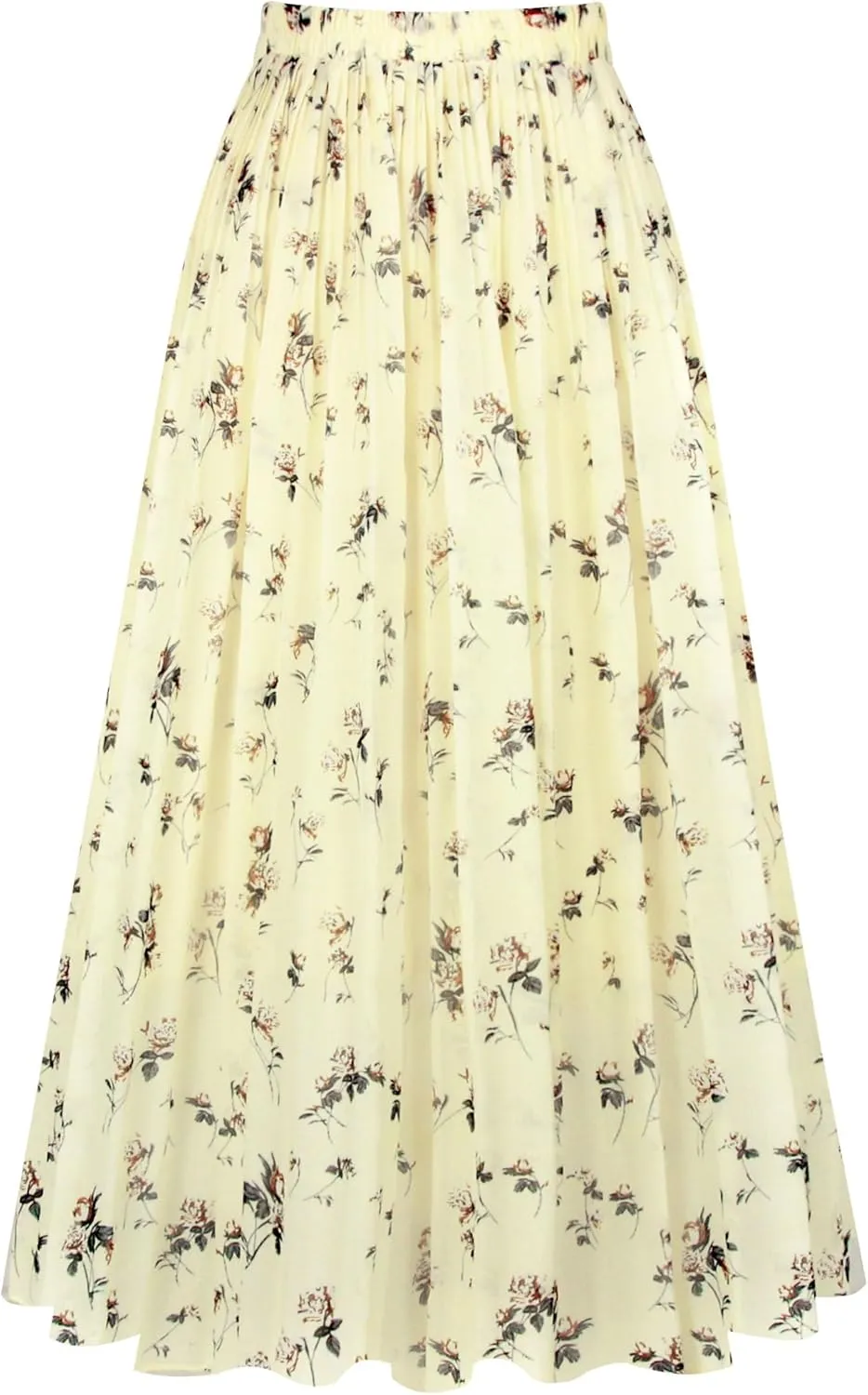 Kingfancy Women's Pleated Skirt Chiffon Elastic Waist A-Line Midi Length Skirt