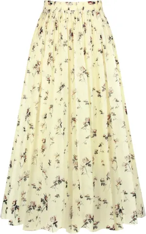 Kingfancy Women's Pleated Skirt Chiffon Elastic Waist A-Line Midi Length Skirt