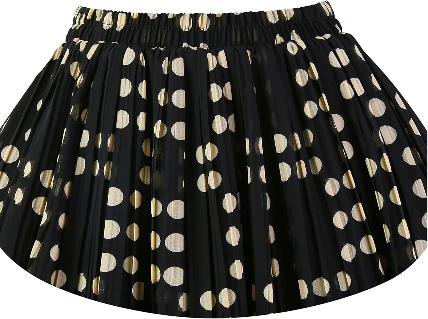 Kingfancy Women's Pleated Skirt Chiffon Elastic Waist A-Line Midi Length Skirt