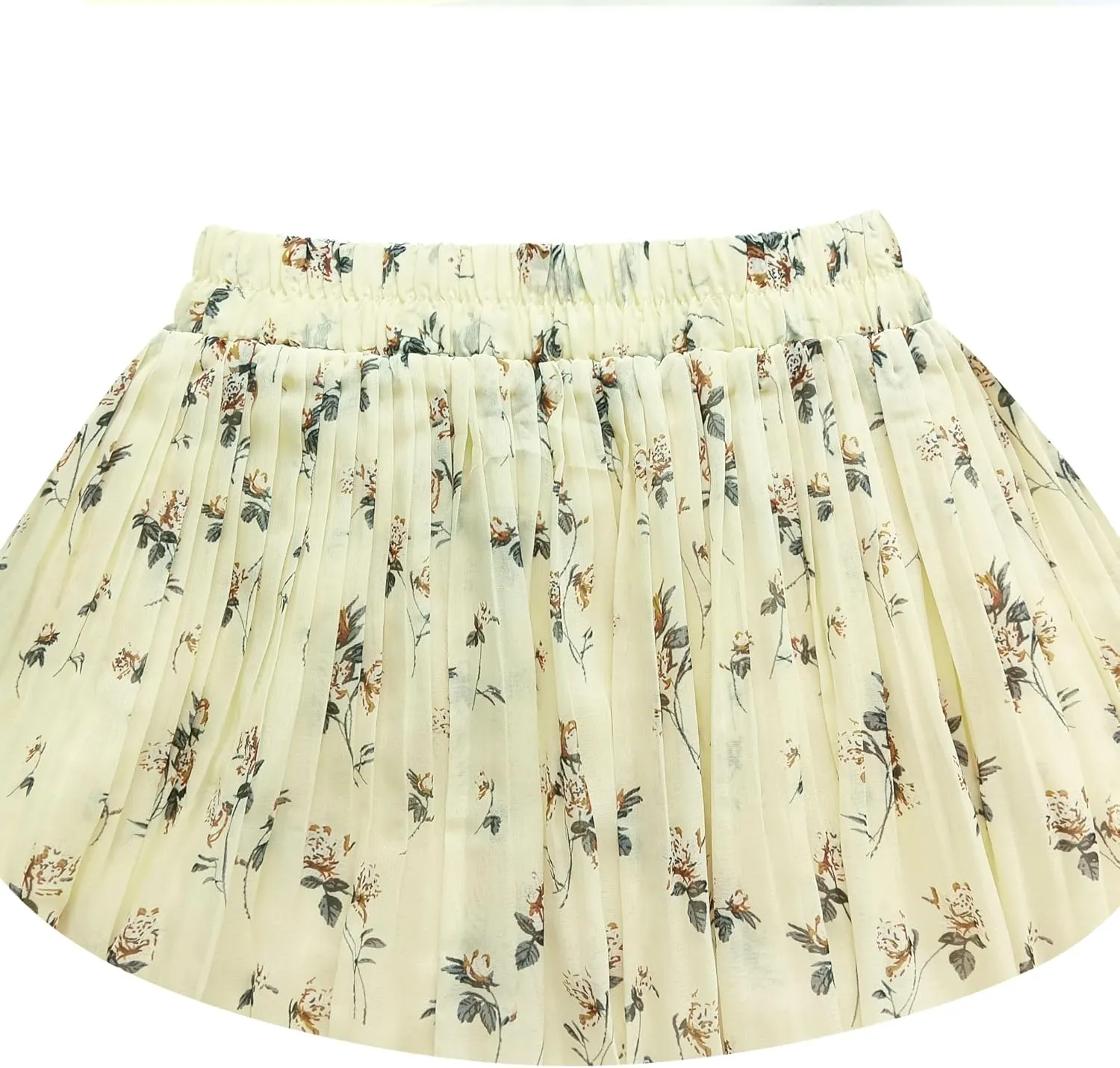 Kingfancy Women's Pleated Skirt Chiffon Elastic Waist A-Line Midi Length Skirt