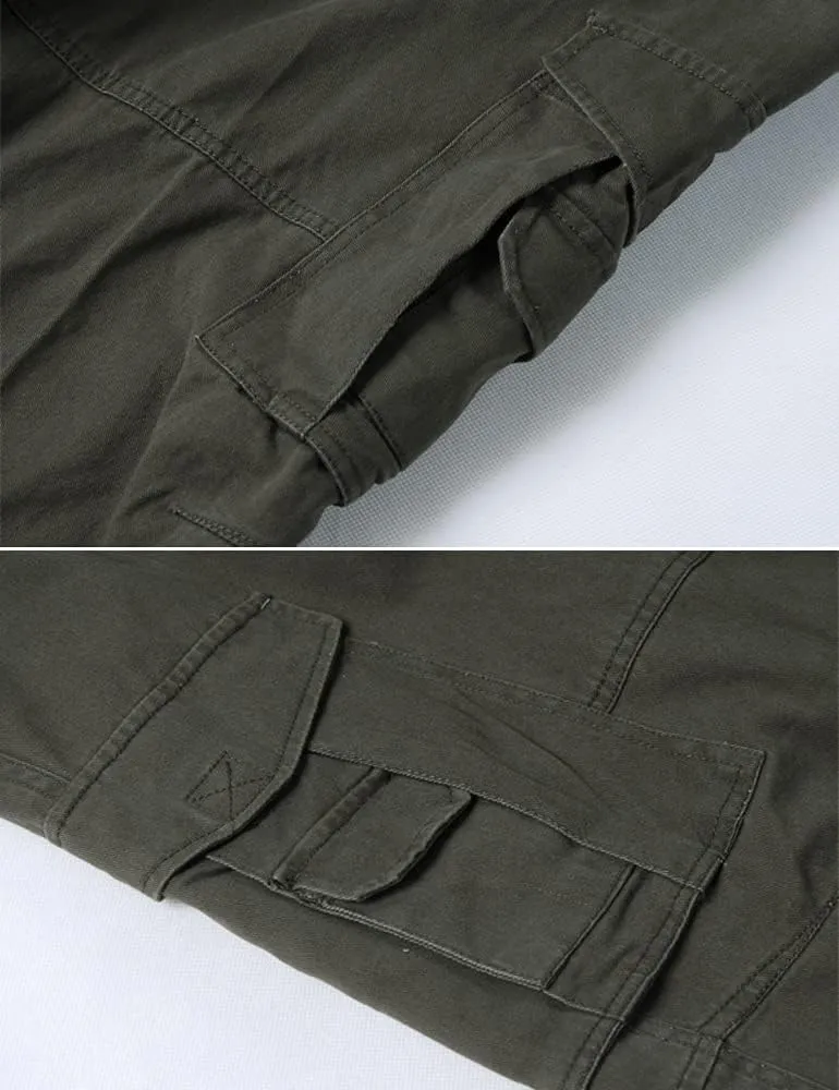 Kinghua Mens Baggy Cargo Pants Casual Loose Fit Elastic Waist Cotton Twill Cargo Pants