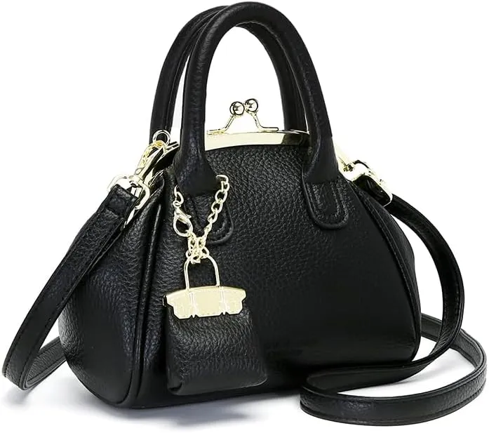 Kiss Lock Purse and Handbags,Vintage Crossbody Bags Mini Kisslock Top-handle Satchel Bags Women Design Clutch Purses