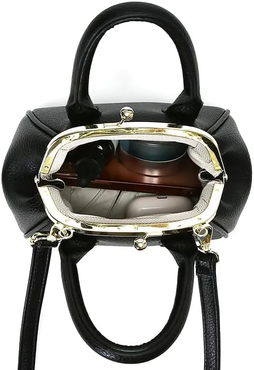 Kiss Lock Purse and Handbags,Vintage Crossbody Bags Mini Kisslock Top-handle Satchel Bags Women Design Clutch Purses