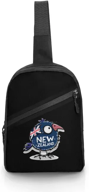 Kiwi Bird New Zealands Flag Sling Backpack Crossbody Shoulder Bag Casual Chest Bag Travel Hiking Daypack