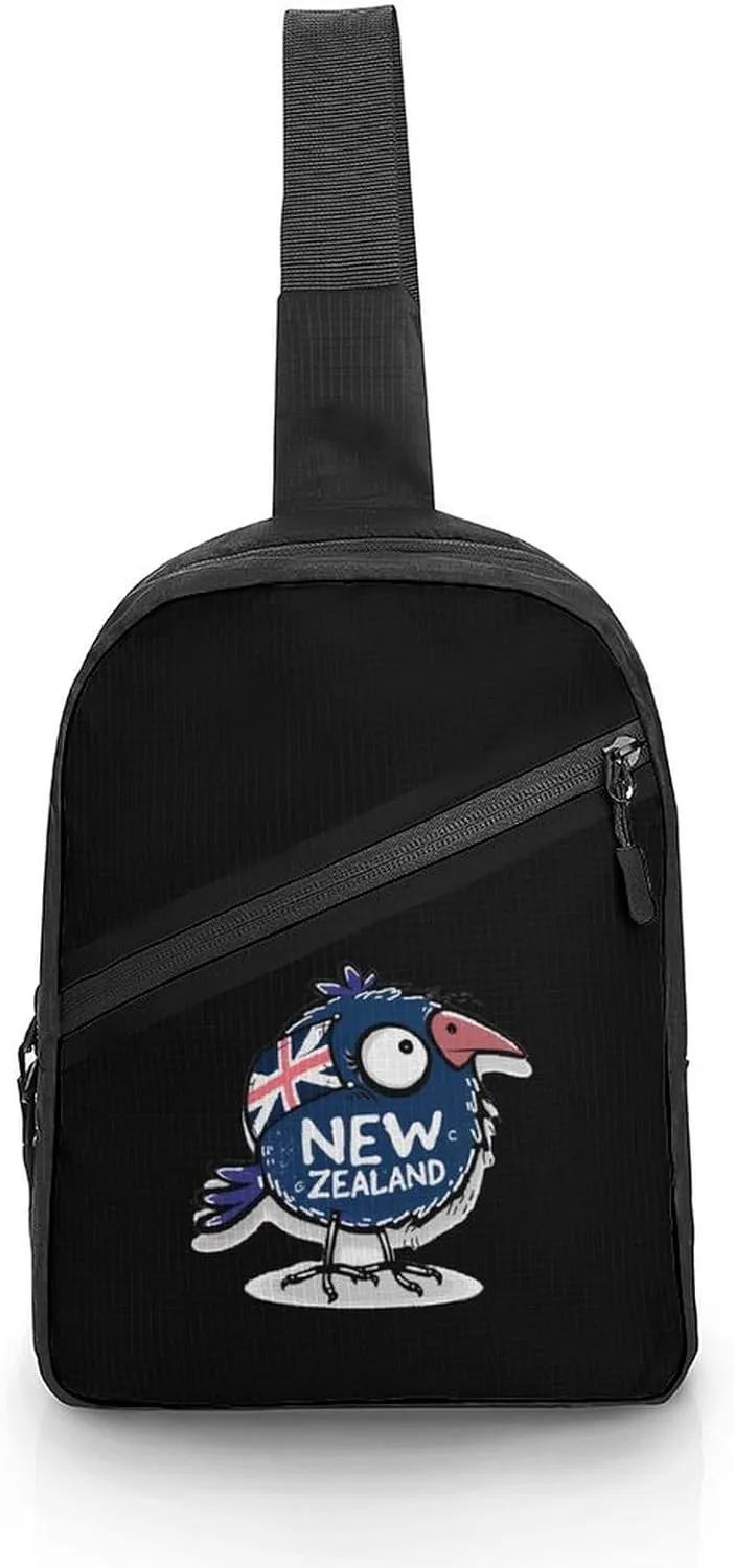 Kiwi Bird New Zealands Flag Sling Backpack Crossbody Shoulder Bag Casual Chest Bag Travel Hiking Daypack