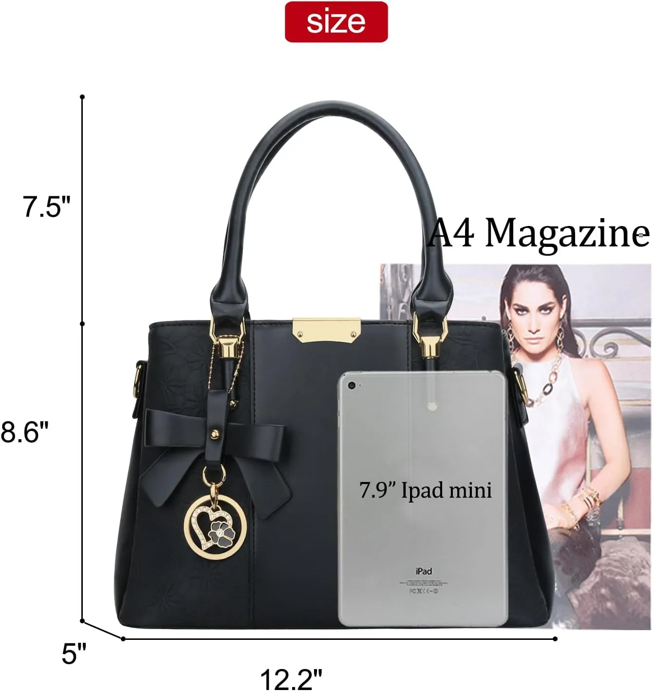 KKXIU 3 Zippered Compartments Purses and Handbags for Women Top Handle Satchel Shoulder Ladies Bags