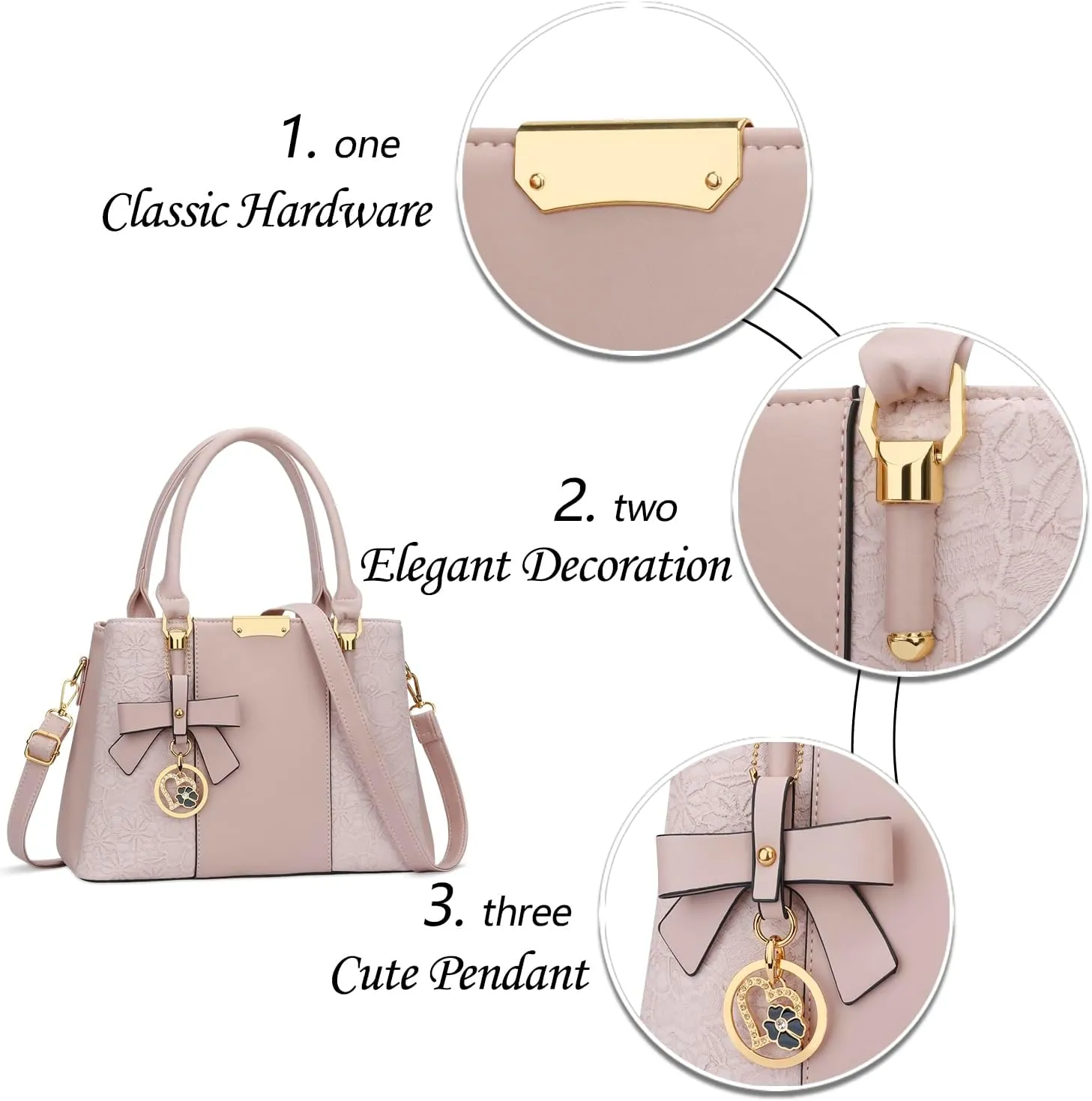 KKXIU 3 Zippered Compartments Purses and Handbags for Women Top Handle Satchel Shoulder Ladies Bags