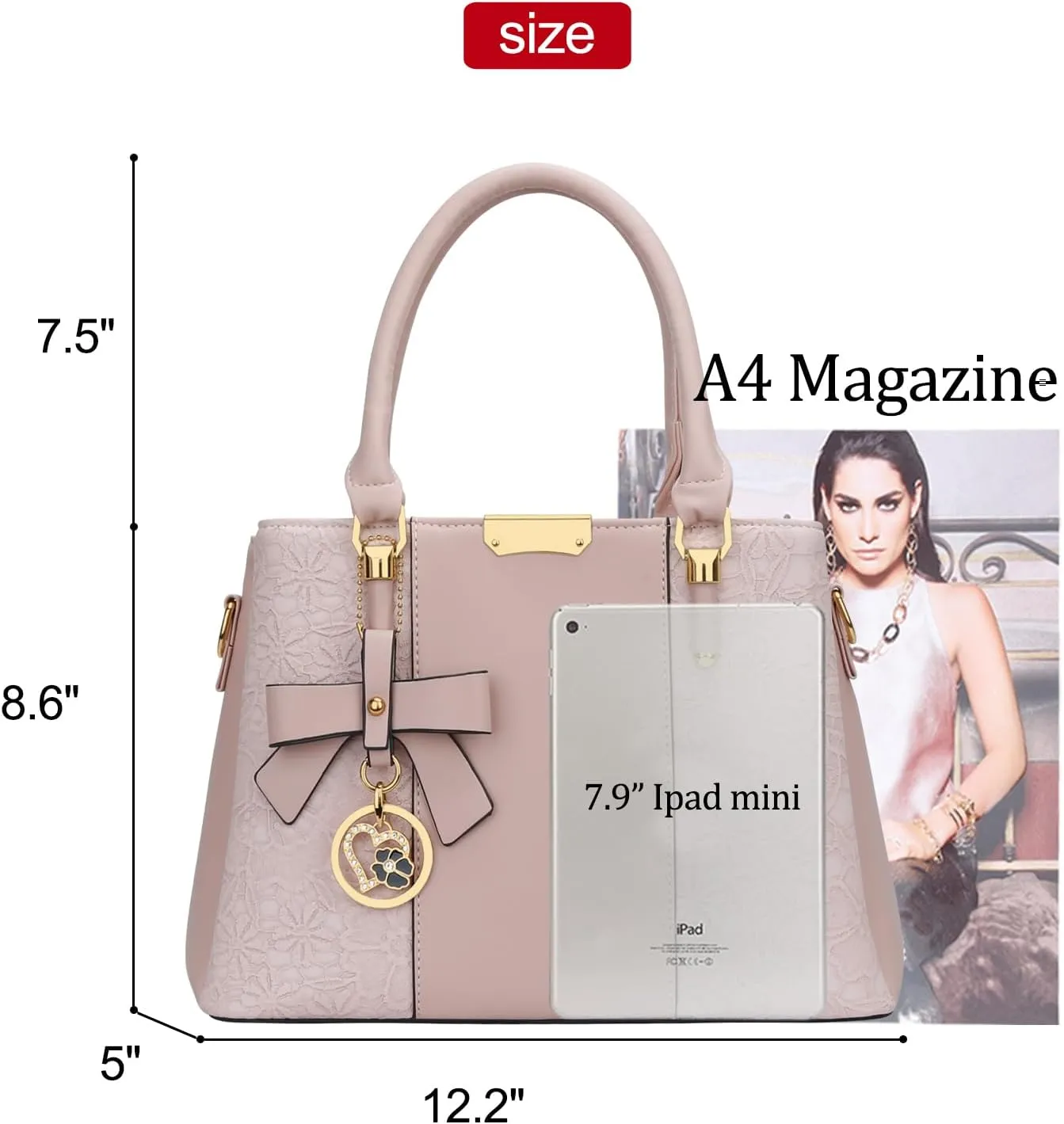 KKXIU 3 Zippered Compartments Purses and Handbags for Women Top Handle Satchel Shoulder Ladies Bags