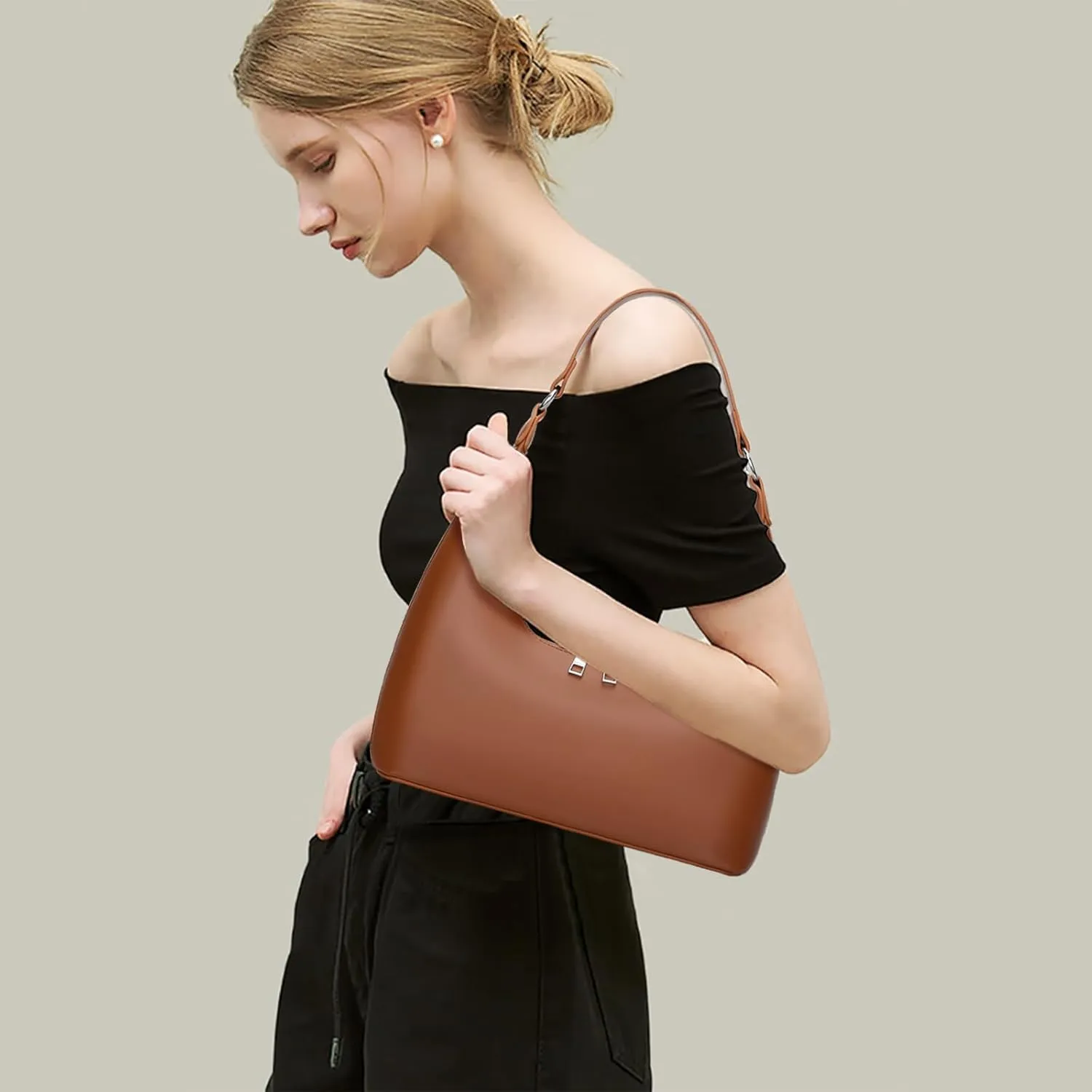 KKXIU Shoulder Bags for Women, Underarm Hobo Handbag Clutch Crossbody Purse with Removable Strap and Zipper Closure