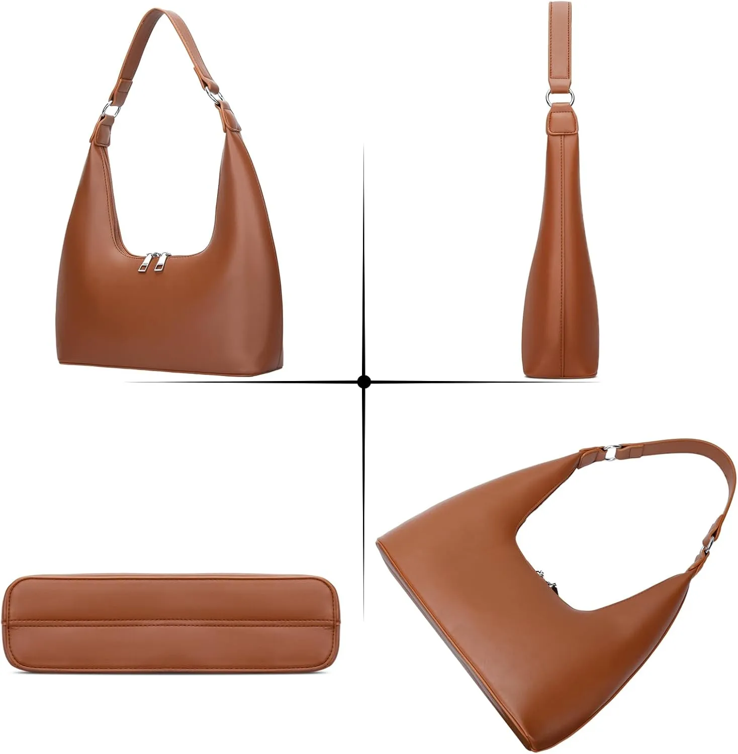 KKXIU Shoulder Bags for Women, Underarm Hobo Handbag Clutch Crossbody Purse with Removable Strap and Zipper Closure