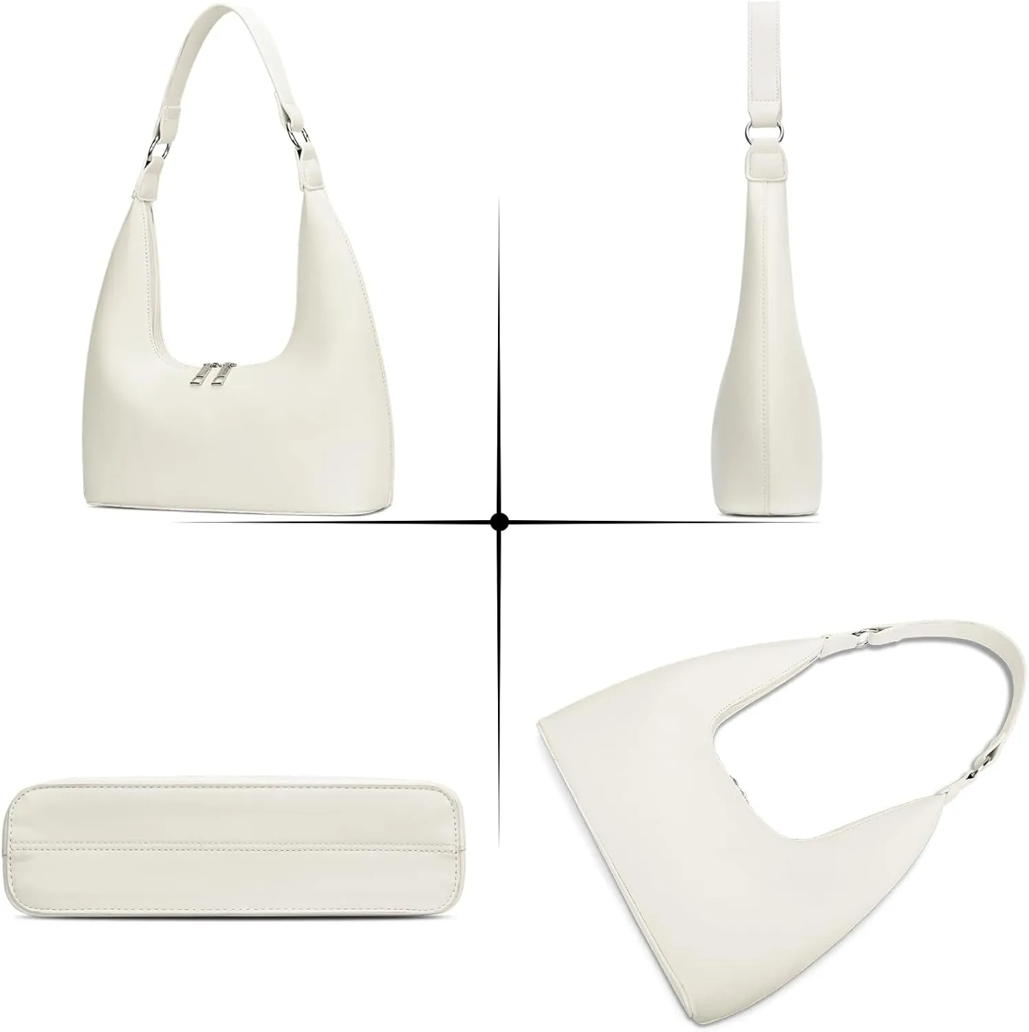 KKXIU Shoulder Bags for Women, Underarm Hobo Handbag Clutch Crossbody Purse with Removable Strap and Zipper Closure