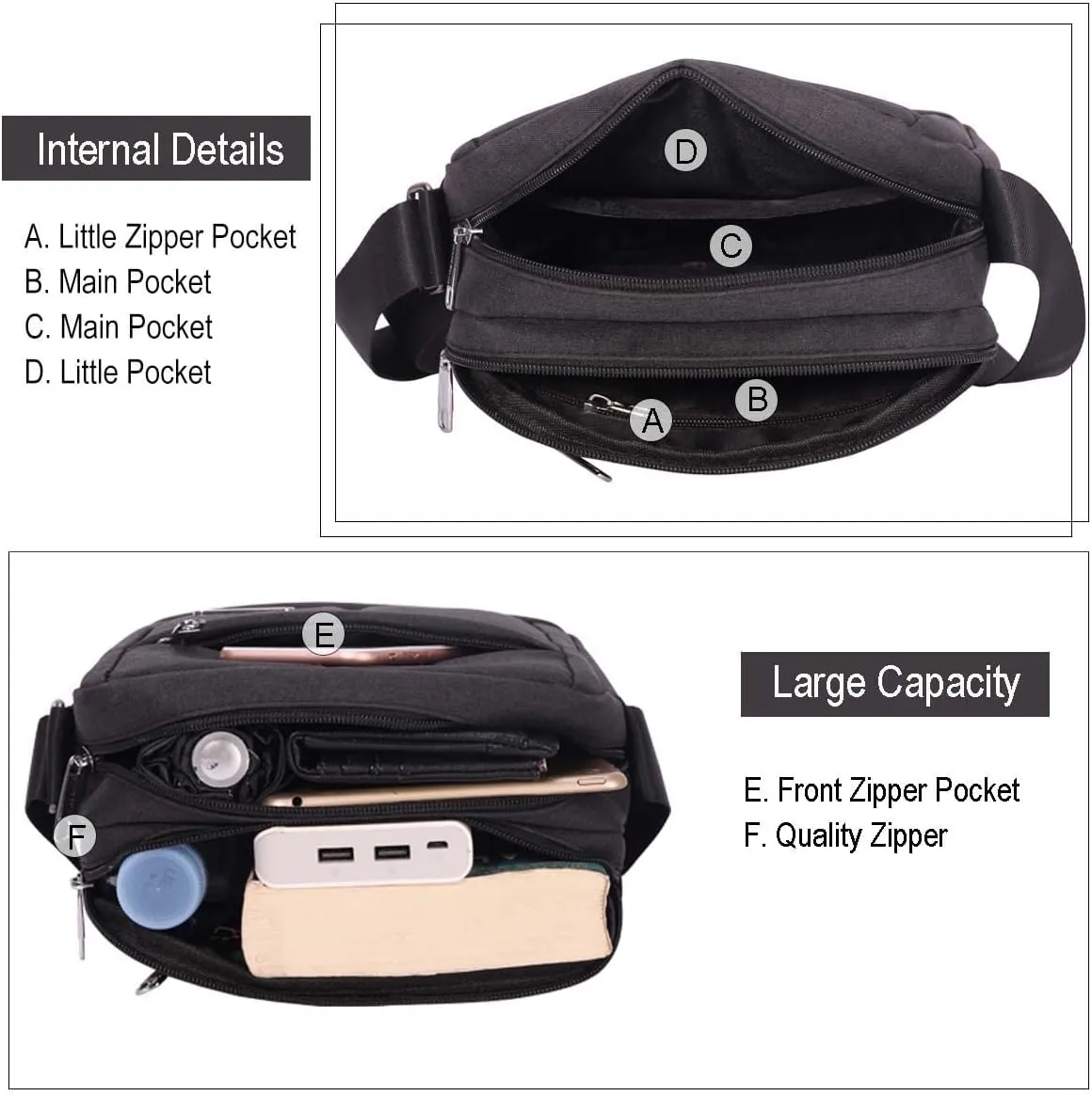 KL928 Men's Messenger Bag - Crossbody Shoulder Bags Travel Bag Man Purse Casual Sling Pack for Work Business