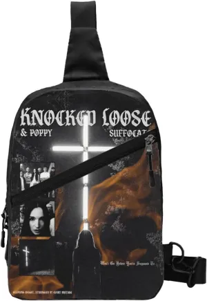 Knocked Music Loose Foldable Crossbody Sling Bags Shoulder Chest Backpack Lightweight Handbag for Cycling Hiking