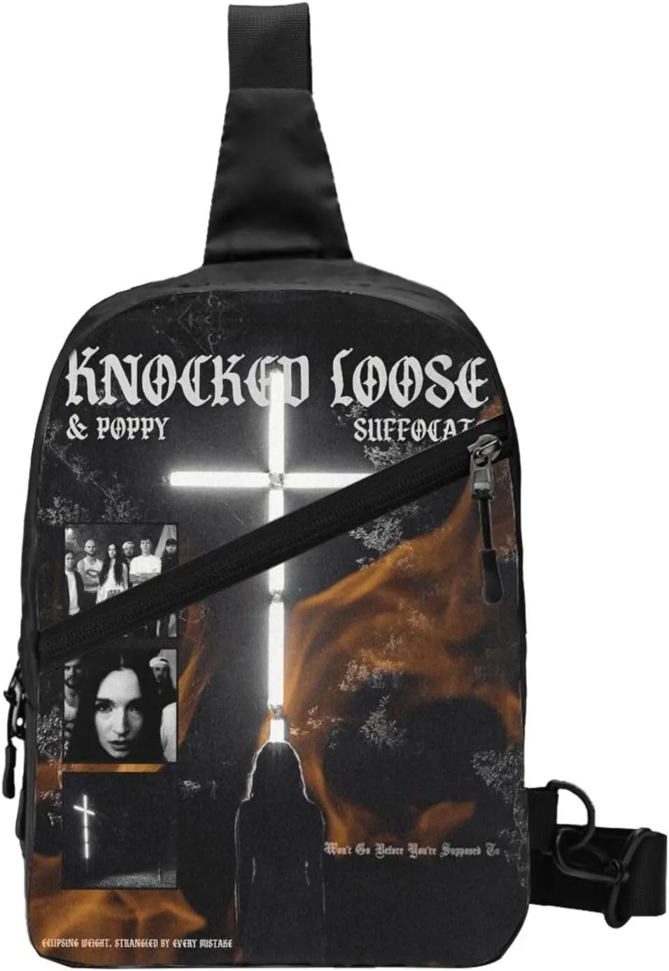 Knocked Music Loose Foldable Crossbody Sling Bags Shoulder Chest Backpack Lightweight Handbag for Cycling Hiking