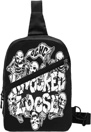 Knocked Music Loose Foldable Crossbody Sling Bags Shoulder Chest Backpack Lightweight Handbag for Cycling Hiking