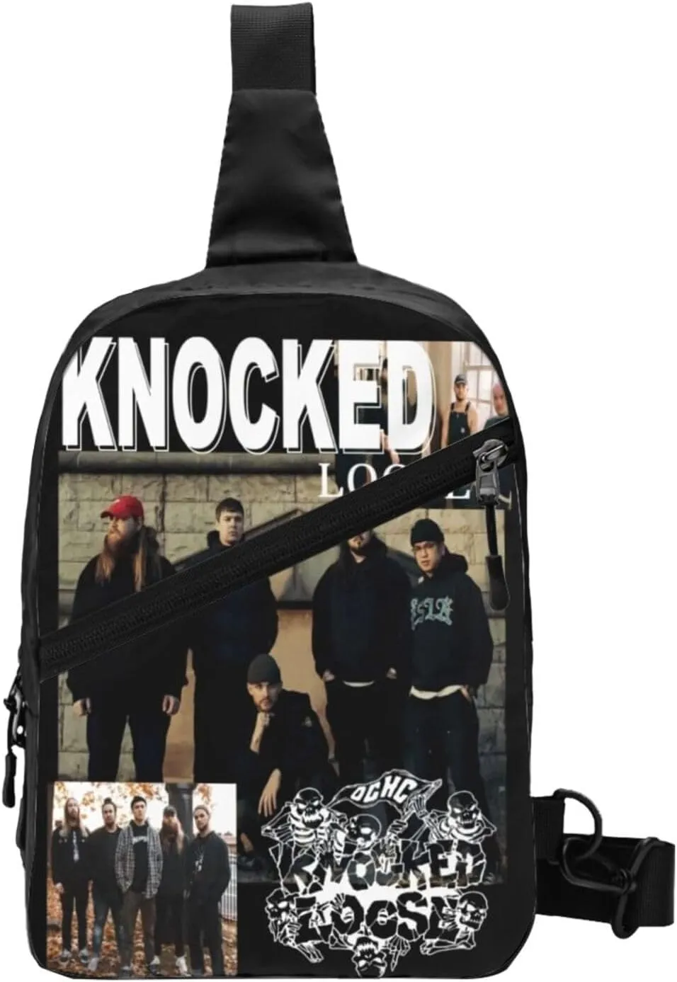 Knocked Music Loose Foldable Crossbody Sling Bags Shoulder Chest Backpack Lightweight Handbag for Cycling Hiking