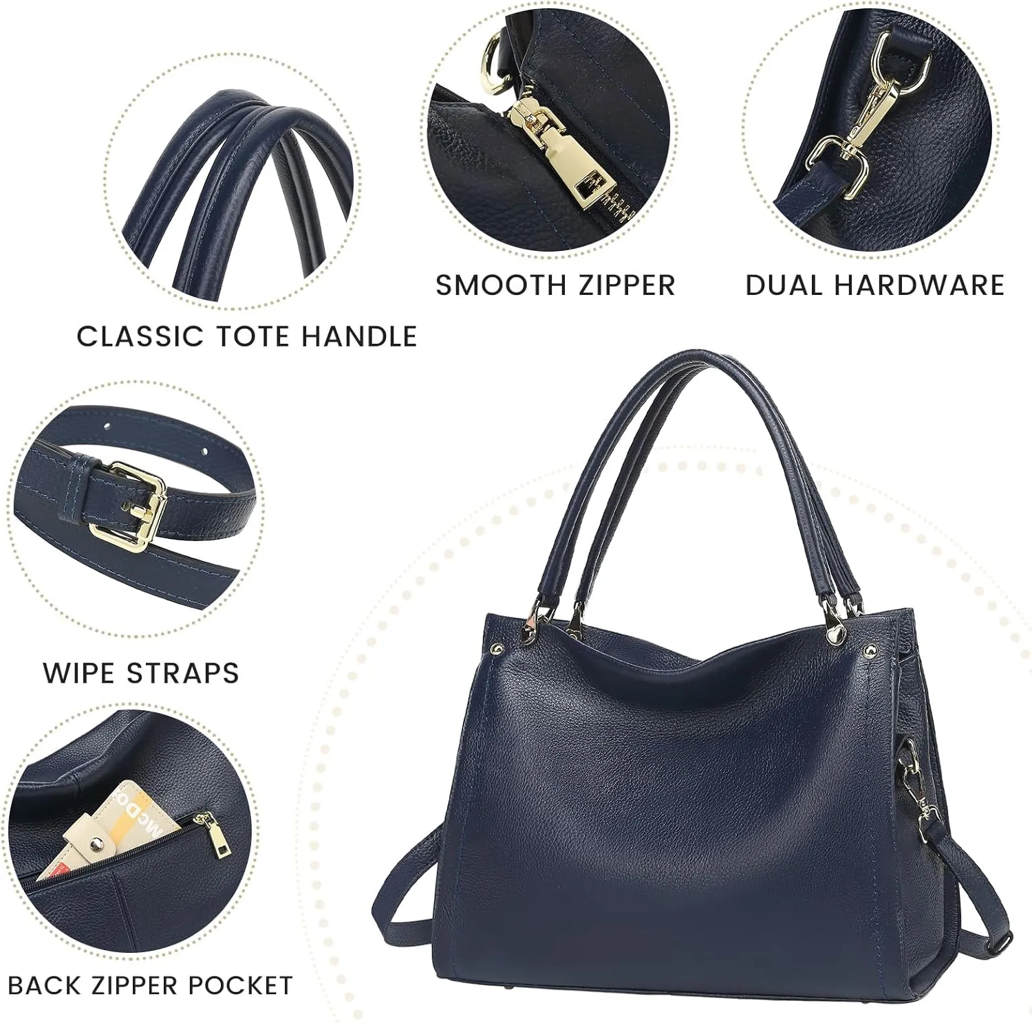 KOGTLA Women Genuine Leather Purses Handbags Tote Bag Shoulder Bag Top Handle Satchel Ladies Crossbody Hobo Bags Bucket Bag