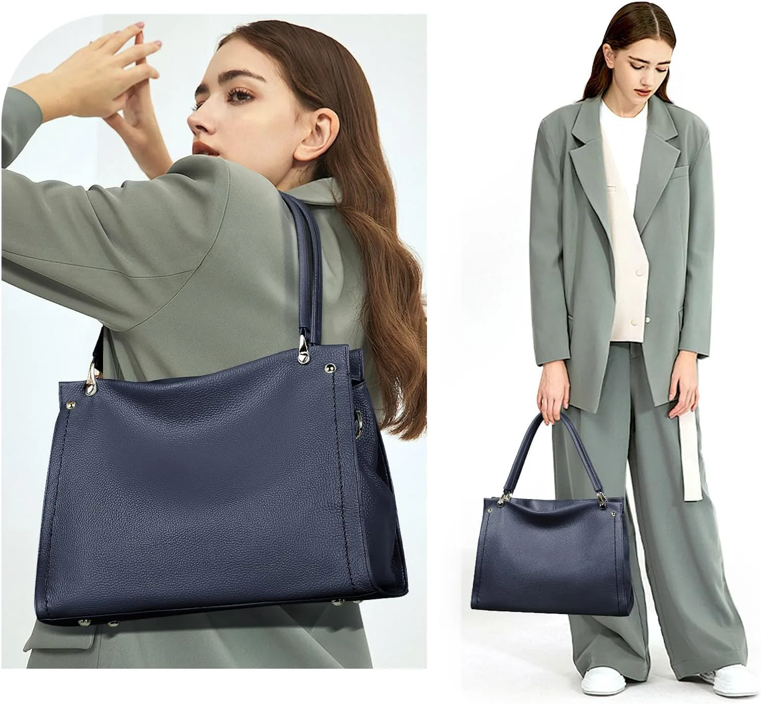 KOGTLA Women Genuine Leather Purses Handbags Tote Bag Shoulder Bag Top Handle Satchel Ladies Crossbody Hobo Bags Bucket Bag