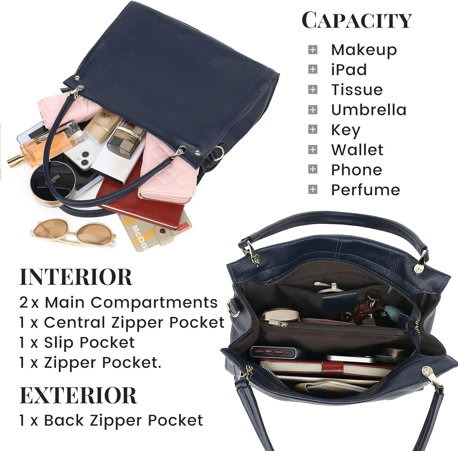 KOGTLA Women Genuine Leather Purses Handbags Tote Bag Shoulder Bag Top Handle Satchel Ladies Crossbody Hobo Bags Bucket Bag