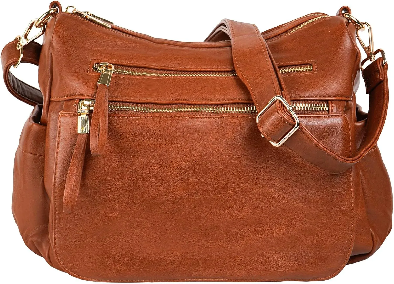 KOGTLA Women's Crossbody Shoulder Bag Roomy Multi Pockets Purse Handbag Travel Satchel Hobo Messenger Bag Brown