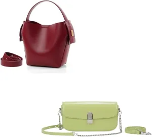 LA FESTIN Leather Bucket Bags for Women - Adjustable Long Strap Designer Crossbody Handbags, Shoulder Purse for Everyday Use
