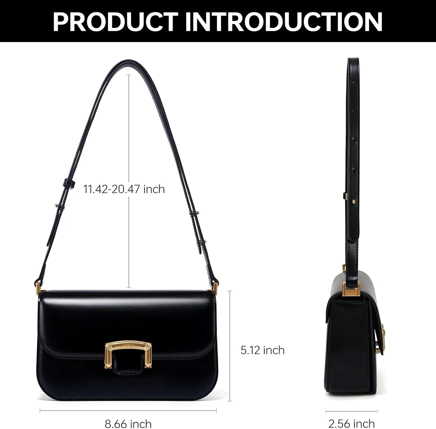 LA FESTIN Small Leather Shoulder Bag for Women - Designer Crossbody Handbag Satchel Purse with Strap for Everyday Use