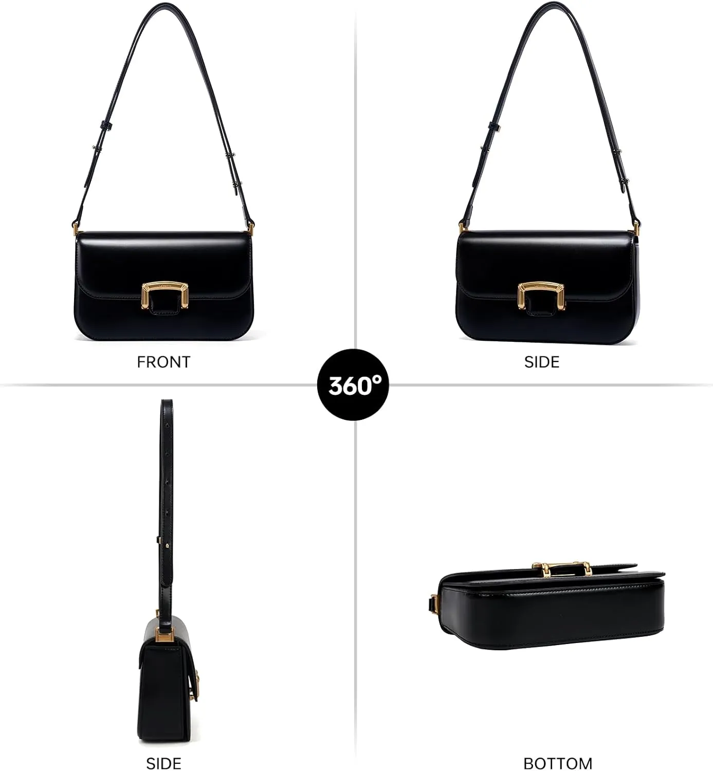 LA FESTIN Small Leather Shoulder Bag for Women - Designer Crossbody Handbag Satchel Purse with Strap for Everyday Use