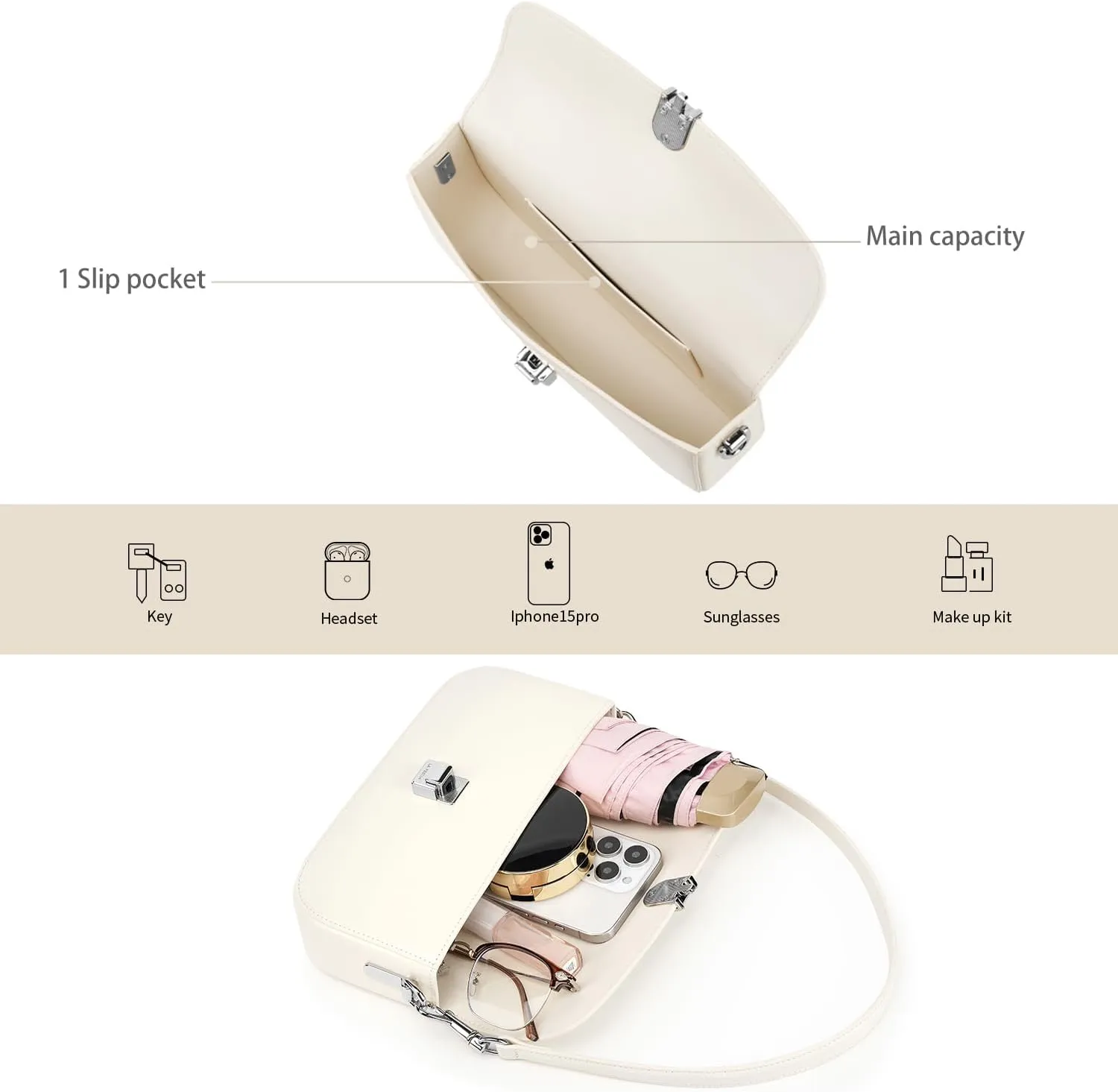 LA FESTIN Split Leather Crossbody Purses For Women With Dual Straps - Trendy Women's Shoulder Handbags Designer Satchel Bags