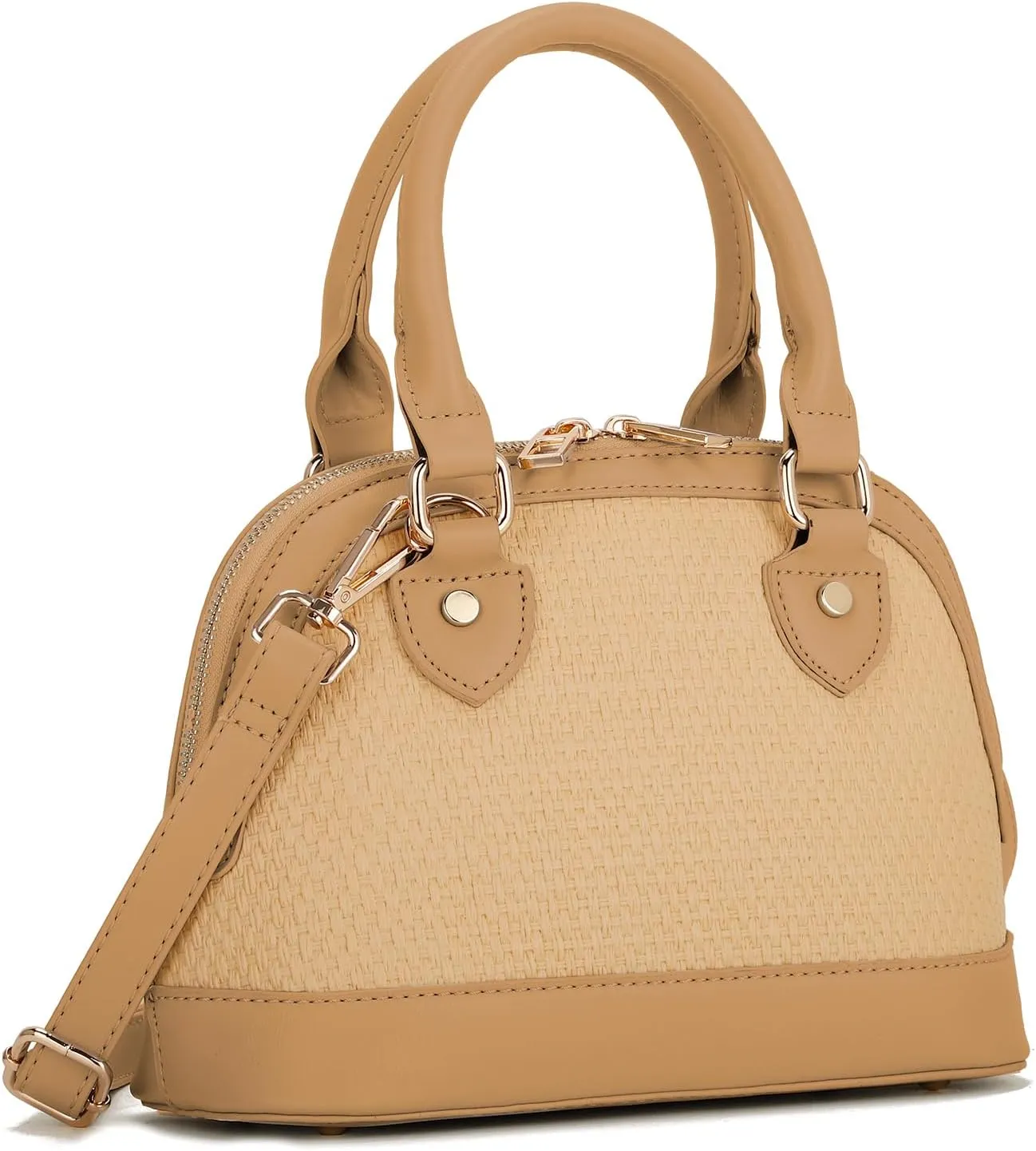 LA TERRE Zip-Around Classic Dome Satchel Bags for Women Crossbody Purse Top Handle Handbags