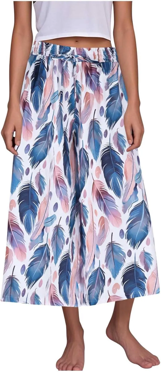 Ladies Graphic Loose Fit Pants for Women Boho Flare Wide Leg Long Bootcut Leg Fall Summer 2025 Fashion Y2K