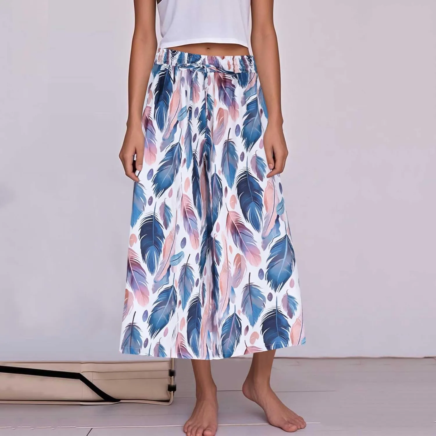 Ladies Graphic Loose Fit Pants for Women Boho Flare Wide Leg Long Bootcut Leg Fall Summer 2025 Fashion Y2K