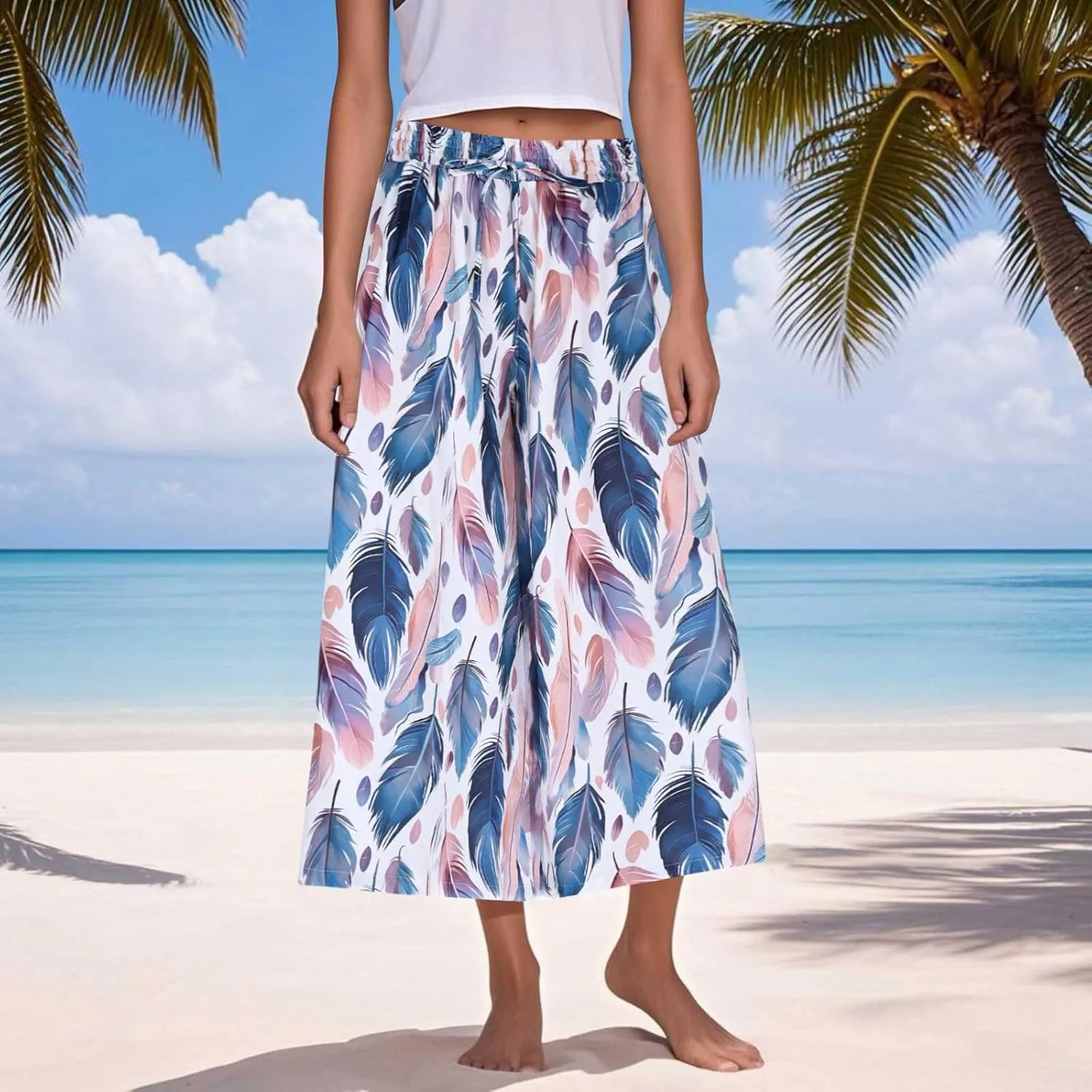 Ladies Graphic Loose Fit Pants for Women Boho Flare Wide Leg Long Bootcut Leg Fall Summer 2025 Fashion Y2K