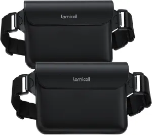 Lamicall [2Pack] Waterproof Fanny Packs, Dry Bag Pouch - [Elastic Waist Strap] Phone Waterproof Waist Pouch Dry Bag, Beach, Kayaking, Swimming, Cruise Essentials, 8.7” for iPhone 16 15 14 13 Pro Max