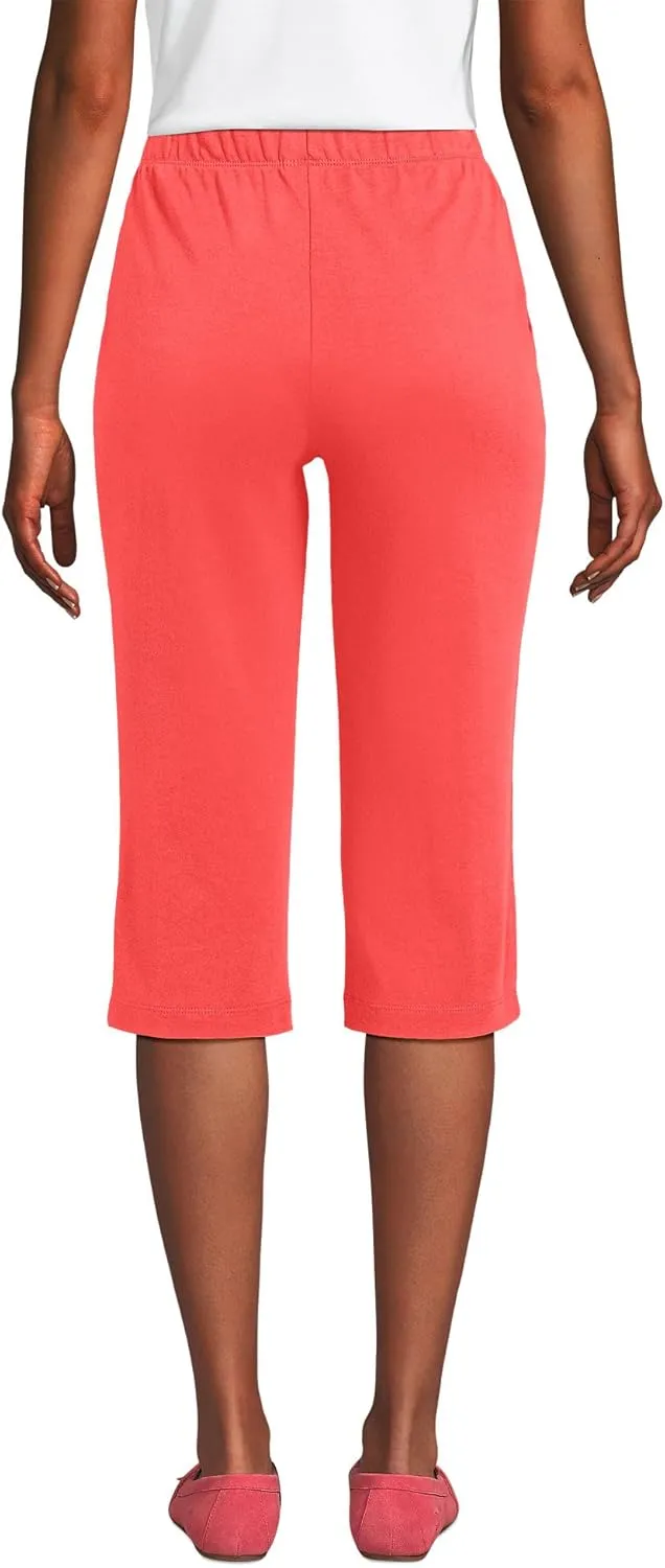 Lands' End Women's Sport Knit High Rise Elastic Waist Capri Pants