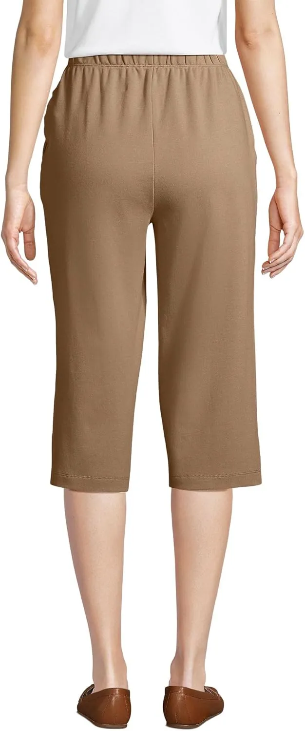 Lands' End Women's Sport Knit High Rise Elastic Waist Capri Pants